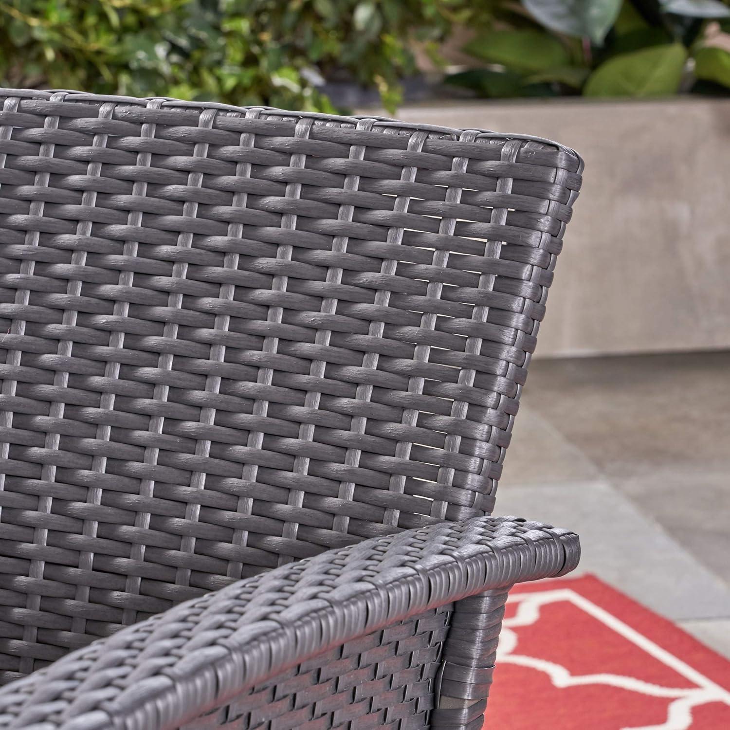 GDF Studio Raina Outdoor Wicker Club Chairs with Cushion, Set of 2, Gray and Light Gray