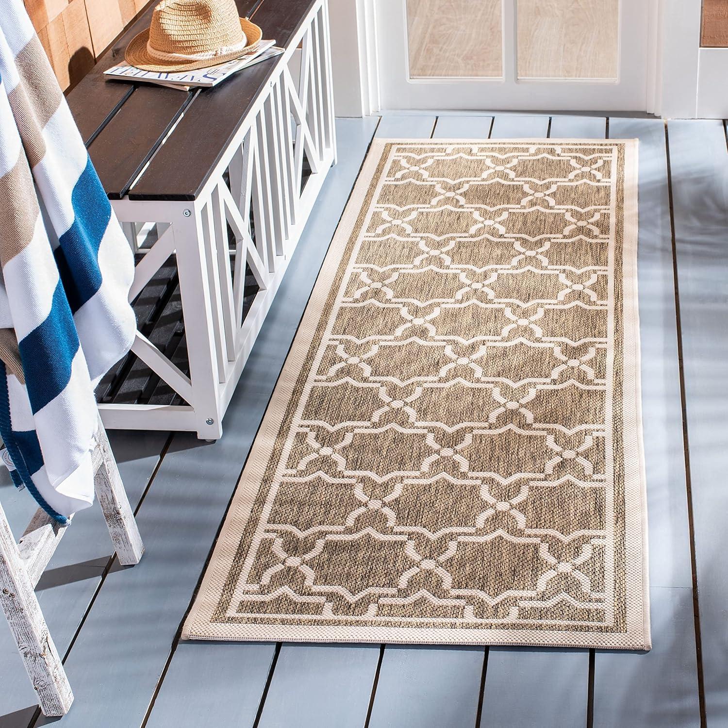 Courtyard CY6916 Power Loomed Indoor and Outdoor Area Rug - Red/Bone - 6'7"x6'7" - Safavieh