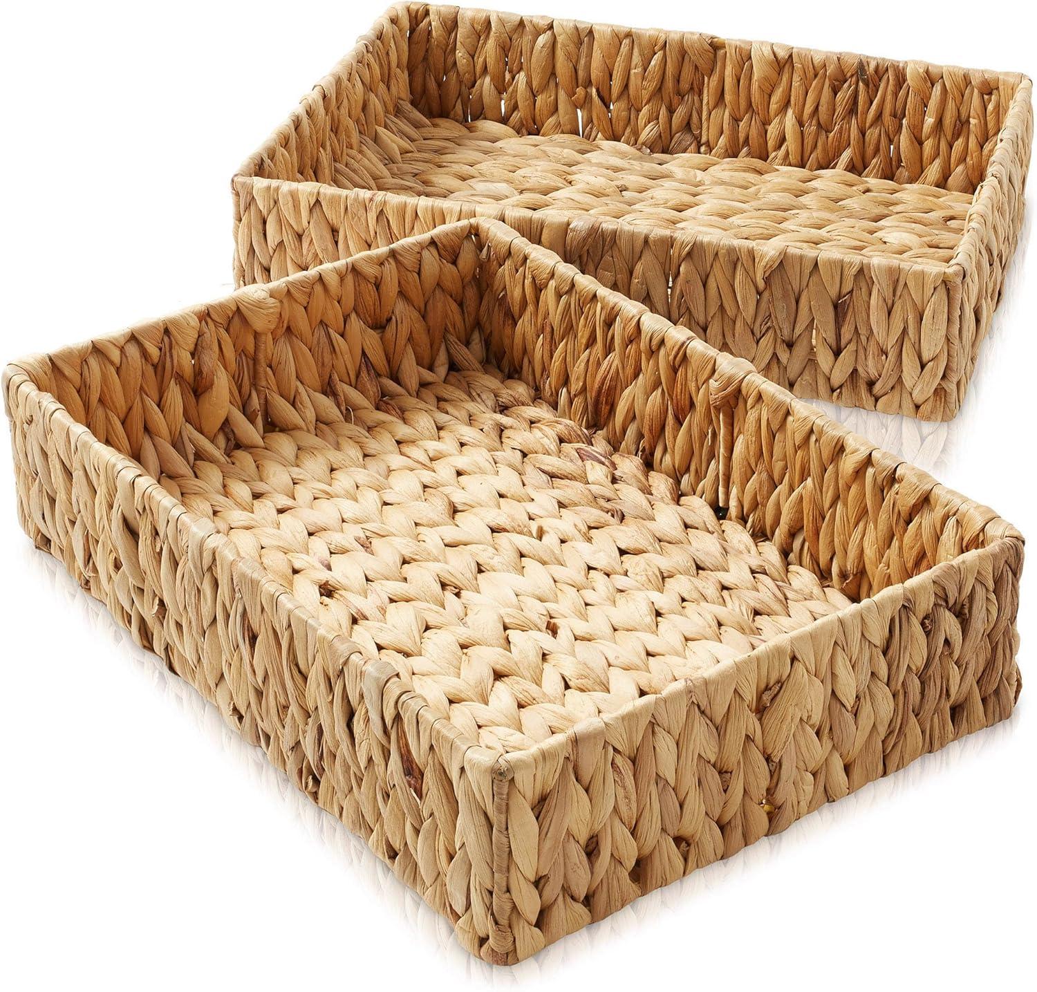 Casafield Casafield Bathroom Storage Baskets, Water Hyacinth Toilet Tank Topper Bins (Set of 2)