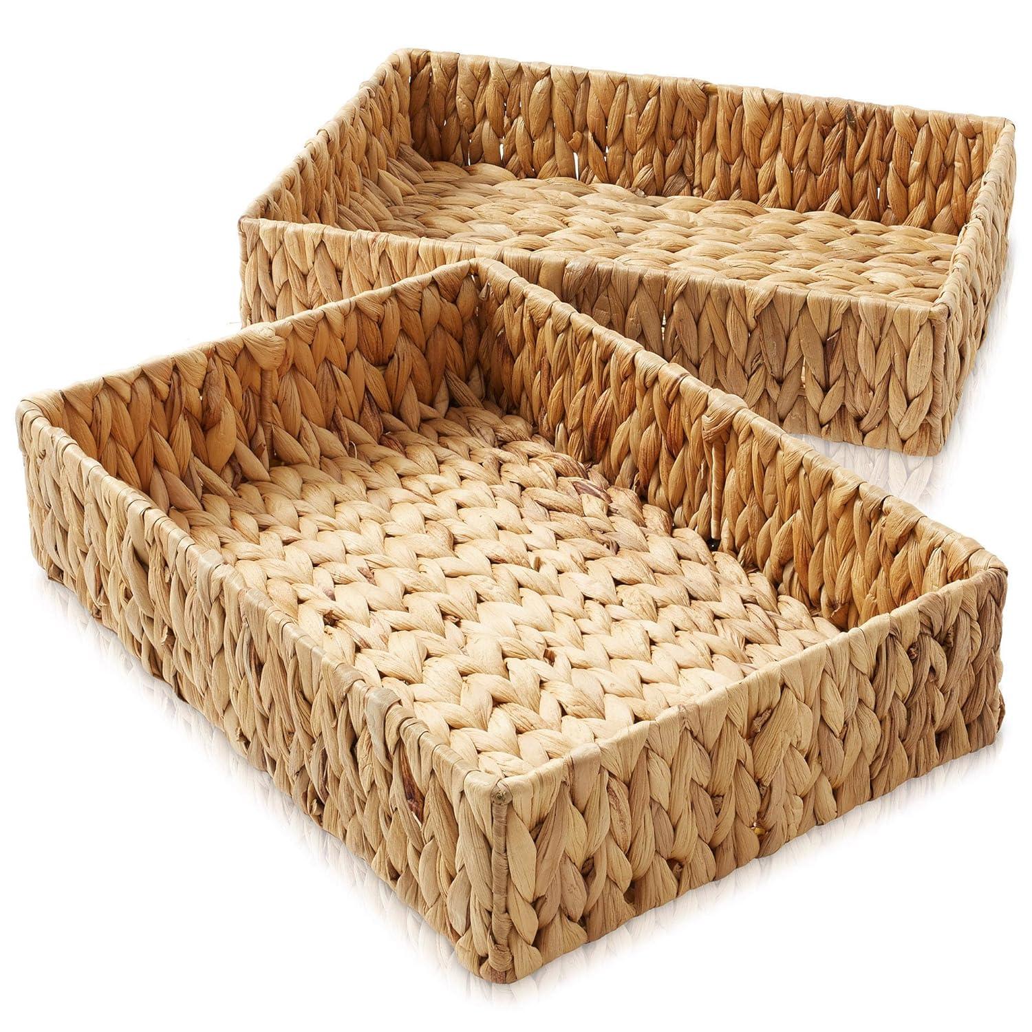 Casafield Casafield Bathroom Storage Baskets, Water Hyacinth Toilet Tank Topper Bins (Set of 2)