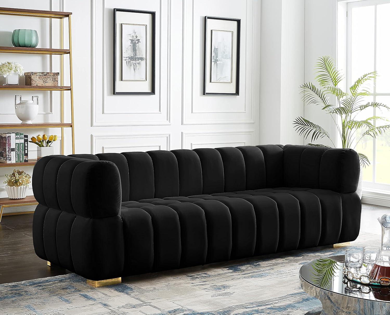 Meridian Furniture Gwen Black Velvet Sofa