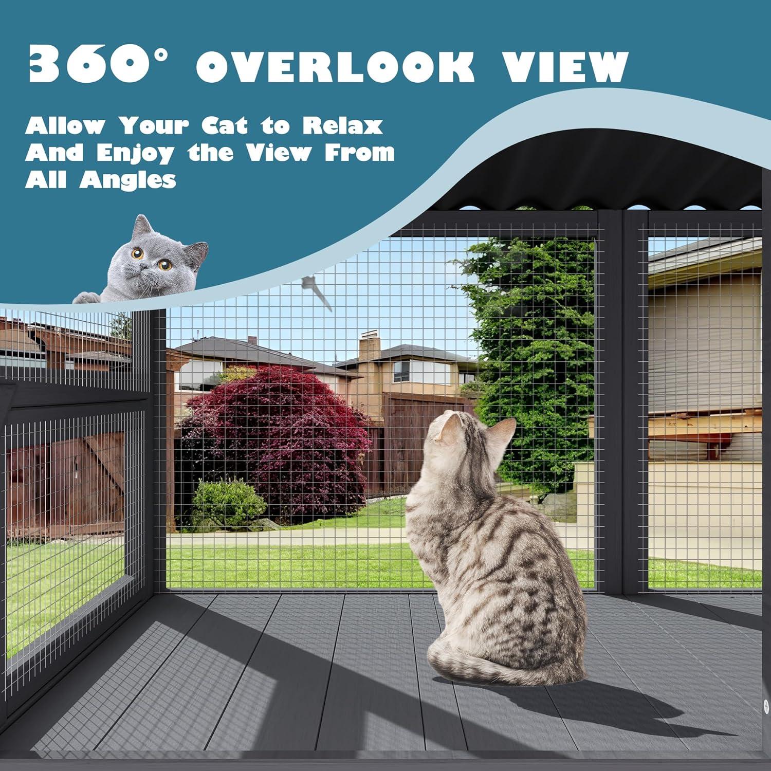 Tucker Murphy Pet™ Cat Catio,Cat Window Perch for Large Indoor Cats - Expandable Wooden Cat Window Box Enclosure for Multi Cats,