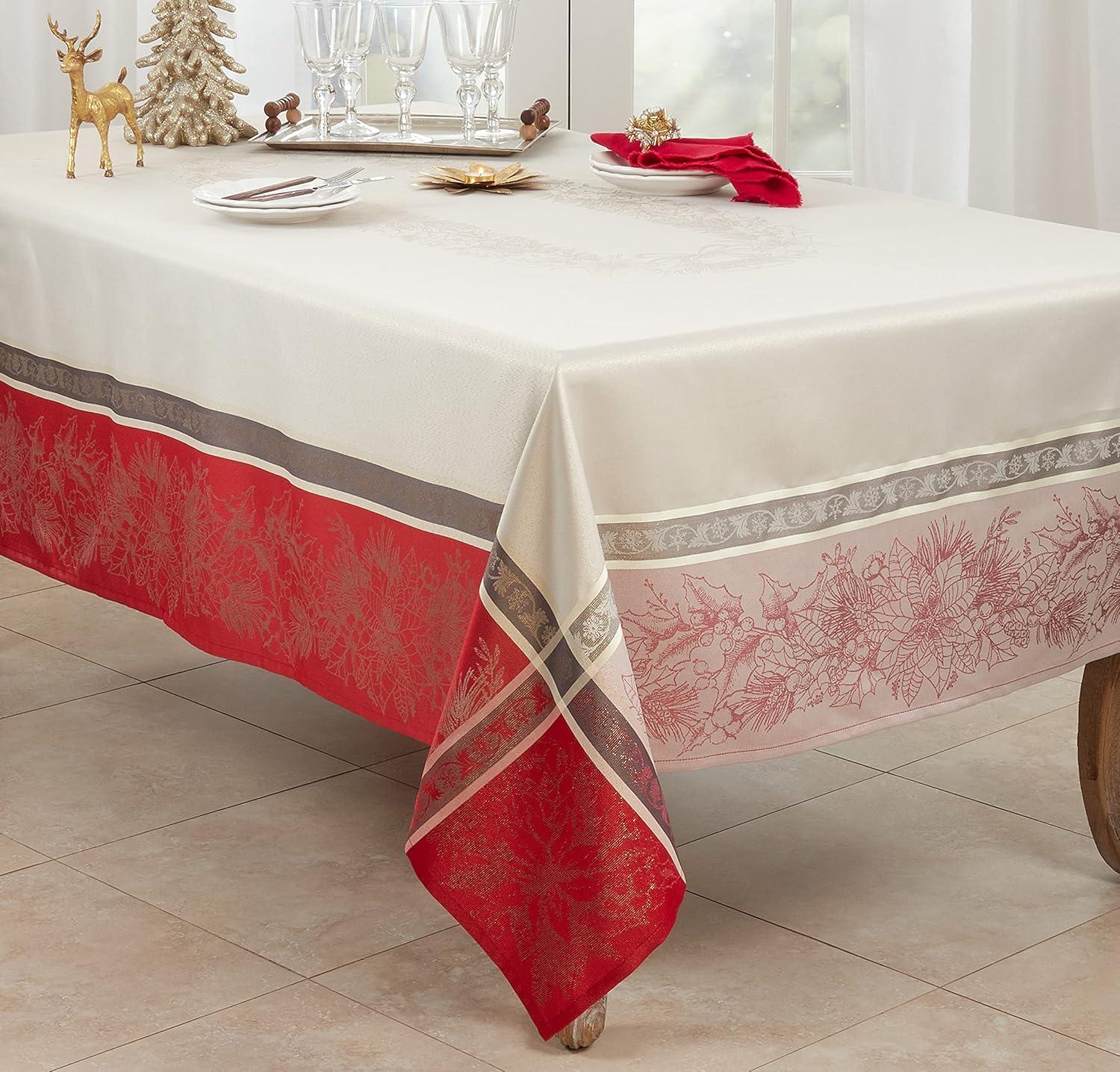 Saro Lifestyle Jacquard Christmas Tablecloth