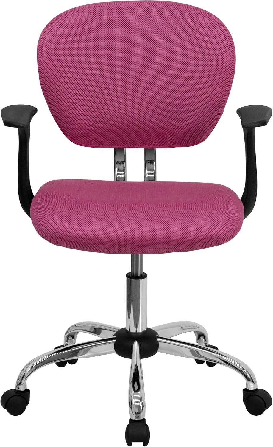 Swivel Mid-Back Pink Mesh Task Chair with Chrome Base