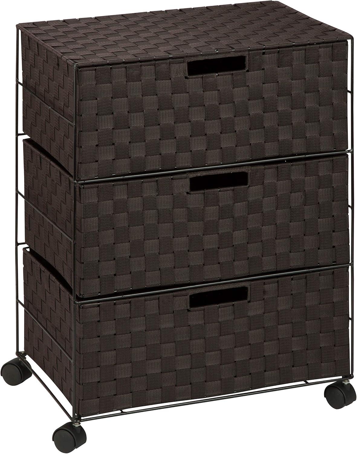 Espresso Brown 3-Drawer Woven Fabric Storage Chest