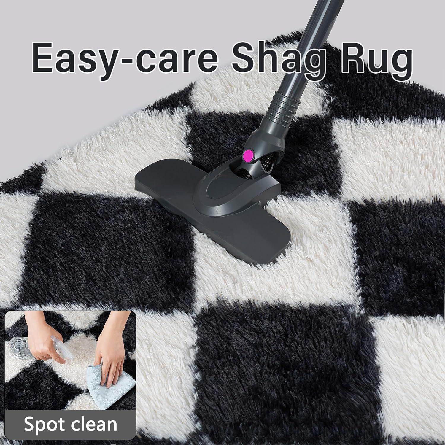 Luxe Weavers Checkered Black and White Geometric 8x10 Area Rug