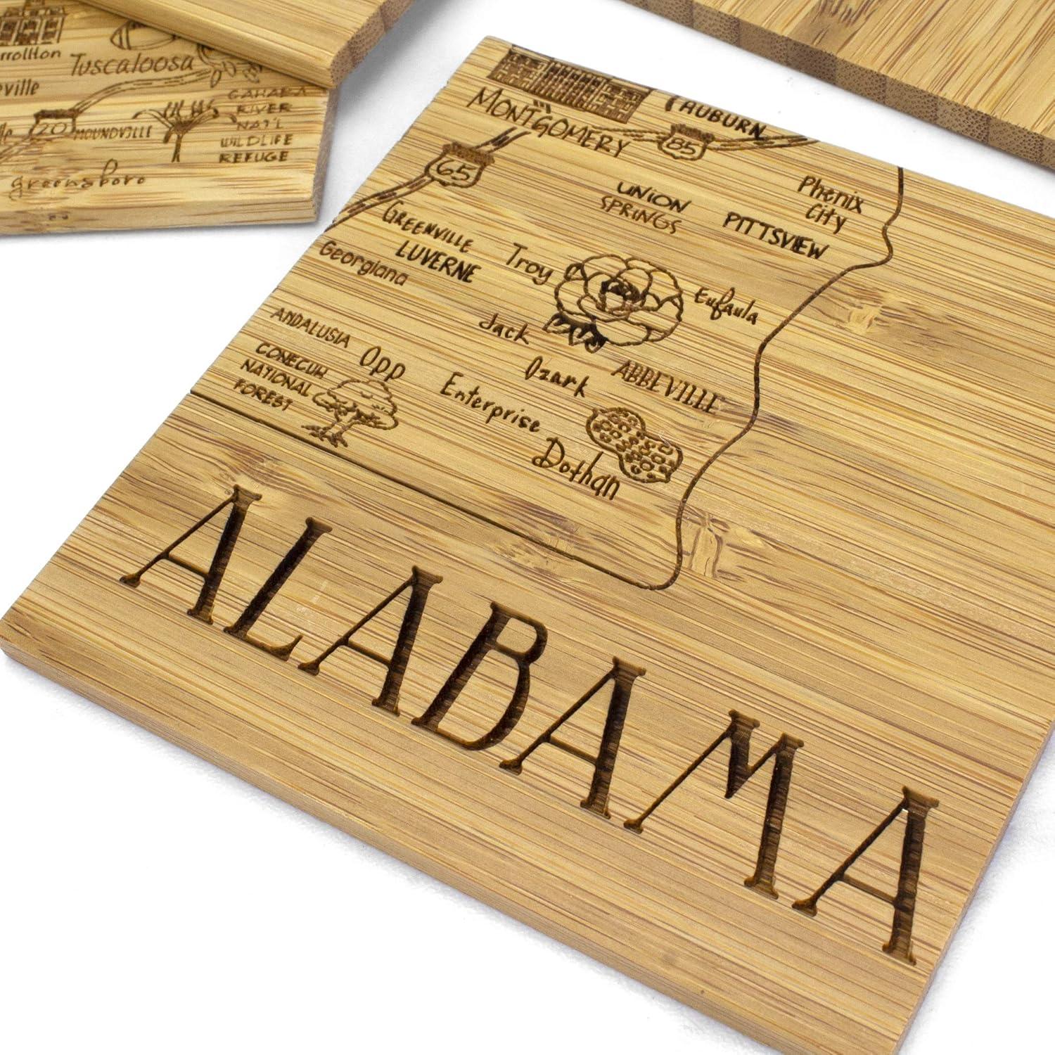 Georgia State Bamboo Puzzle Coaster Set with Case