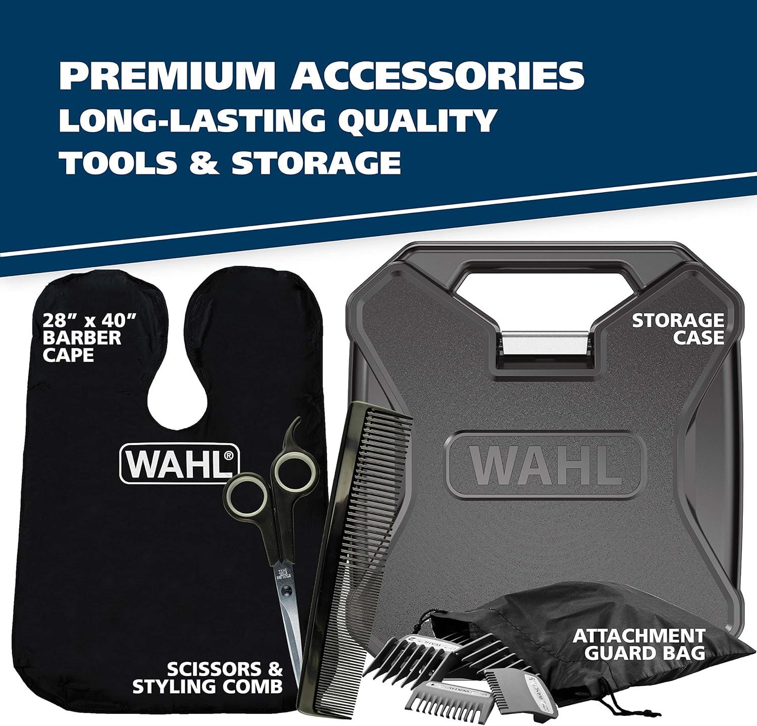 Wahl USA Elite Pro High-Performance Corded Home Haircut & Grooming Kit for Men – Electric Hair Clipper – Model 79602M