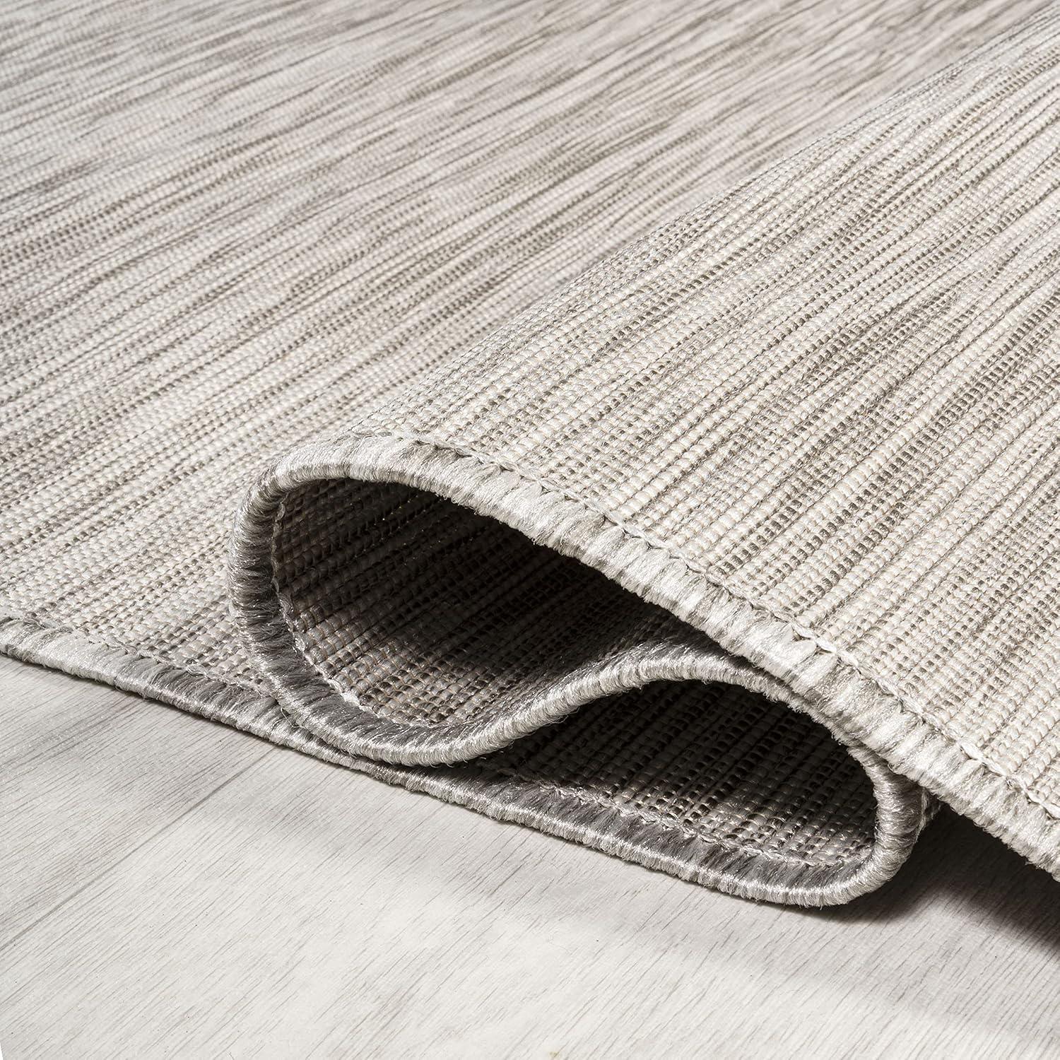 5'x8' Ethan Modern Flatweave Solid  Area Rug, Light Gray - JONATHAN Y