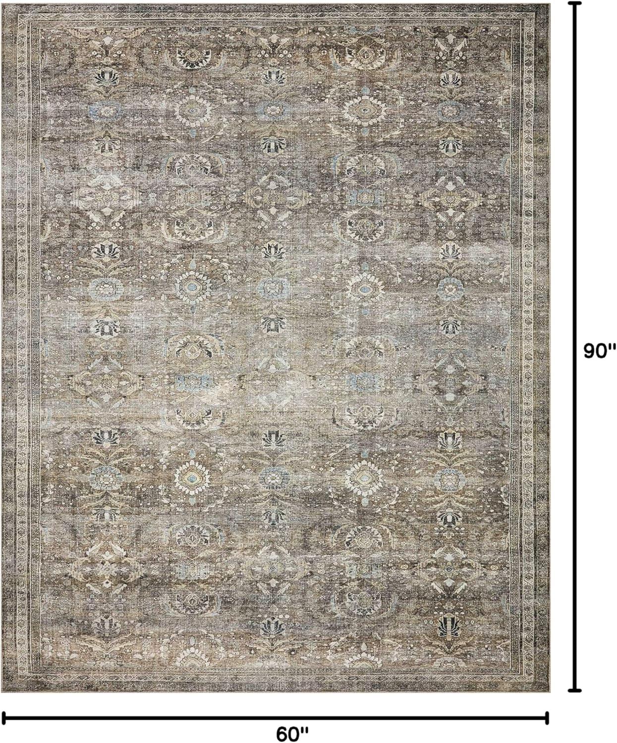 Antique Moss Rectangular 5' x 7' Synthetic Area Rug