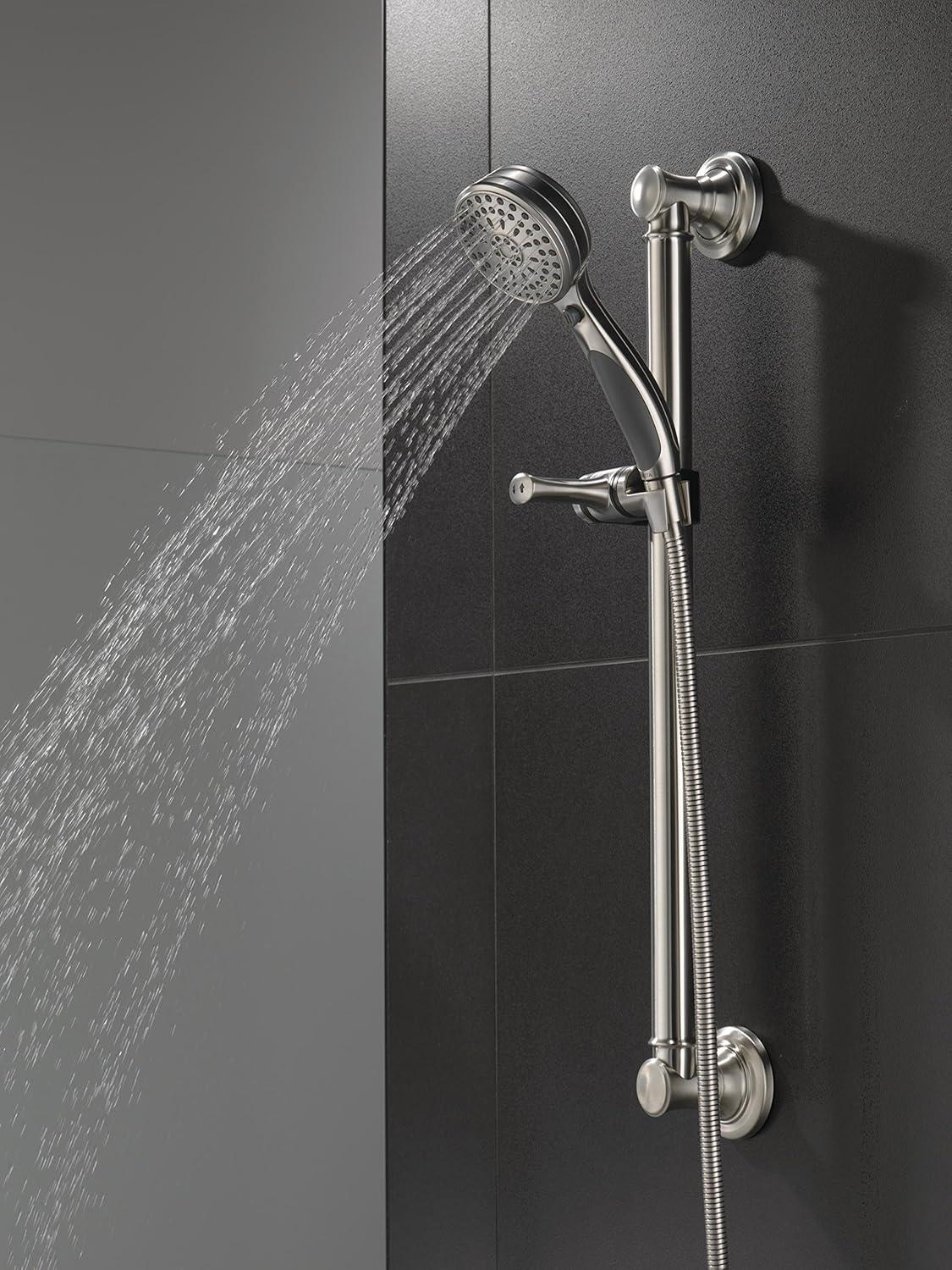 Brushed Nickel 9-Setting Slide Bar Handheld Shower with Hose