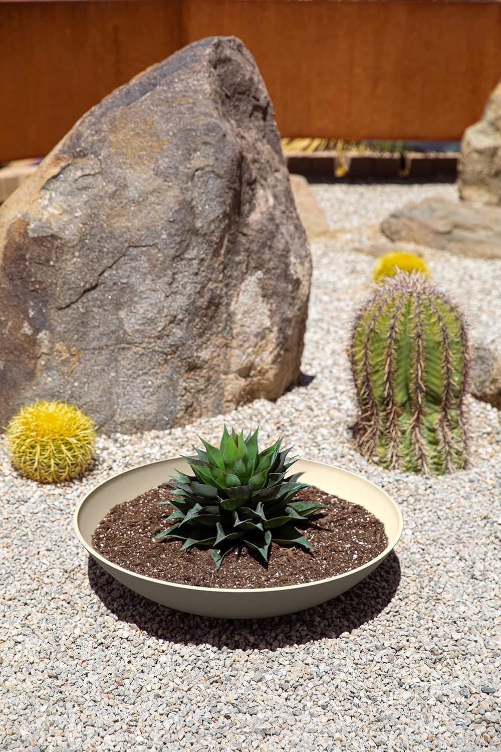 Veradek Mason Series Lane Bowl 24" Plastic-Stone Planter - Sand