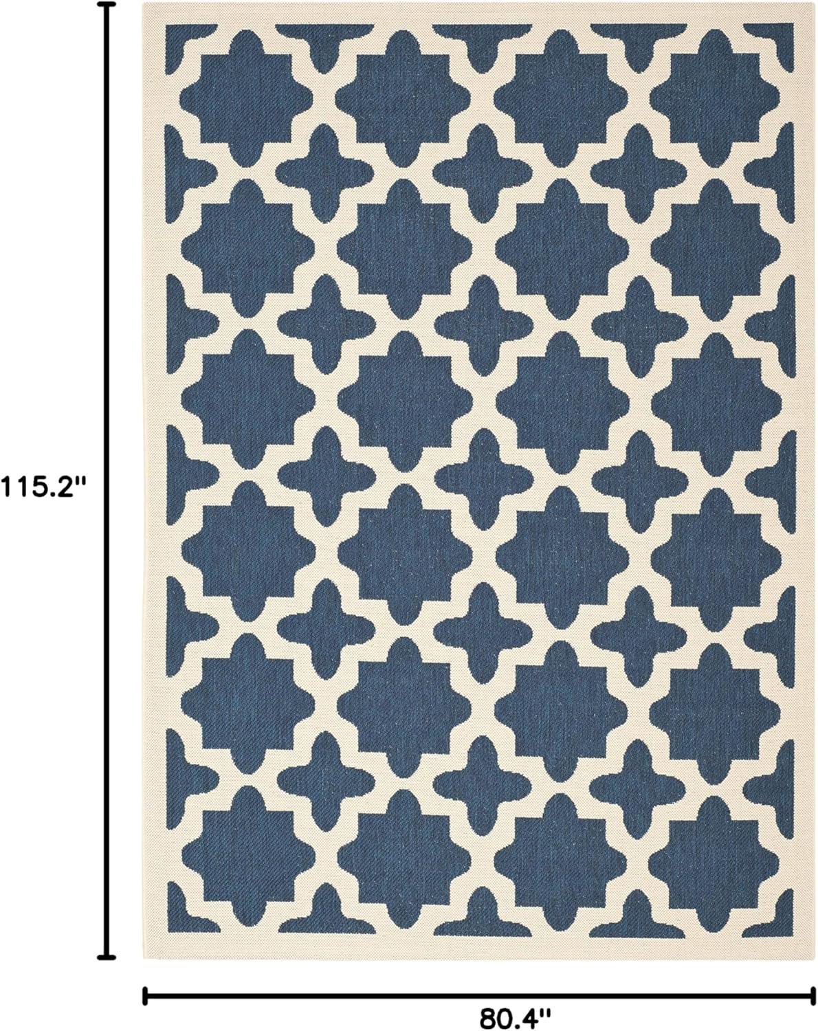 Courtyard CY6913 Power Loomed Indoor and Outdoor Area Rug - Navy/Beige - 6'7"x9'6" - Safavieh