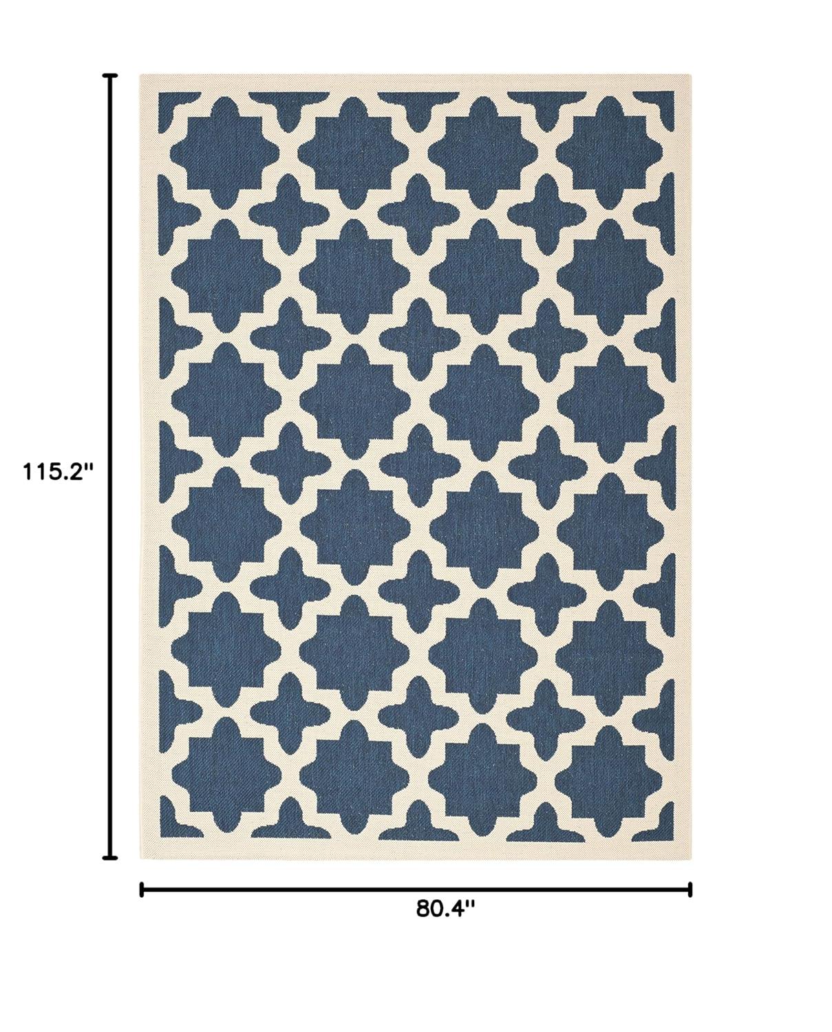 Courtyard CY6913 Power Loomed Indoor and Outdoor Area Rug - Navy/Beige - 6'7"x9'6" - Safavieh