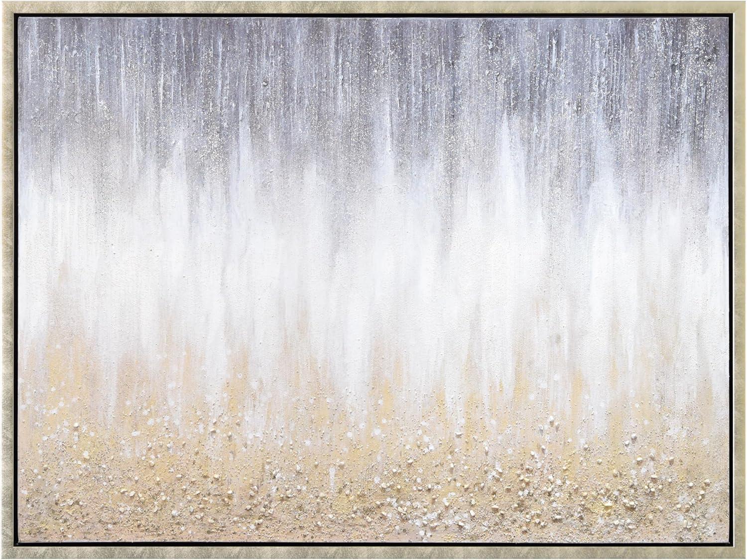 Empire Art Direct Golden Cascade Textured Glitter Hand Painted Framed Canvas Wall Art