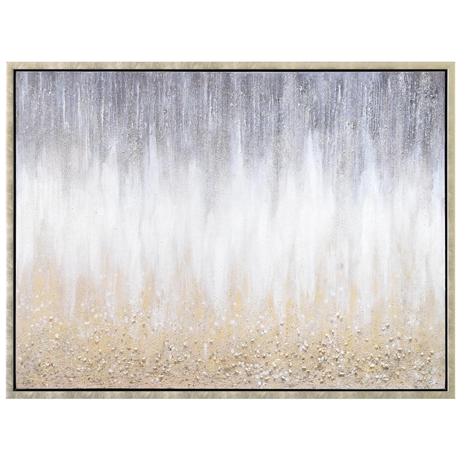 Empire Art Direct Golden Cascade Textured Glitter Hand Painted Framed Canvas Wall Art