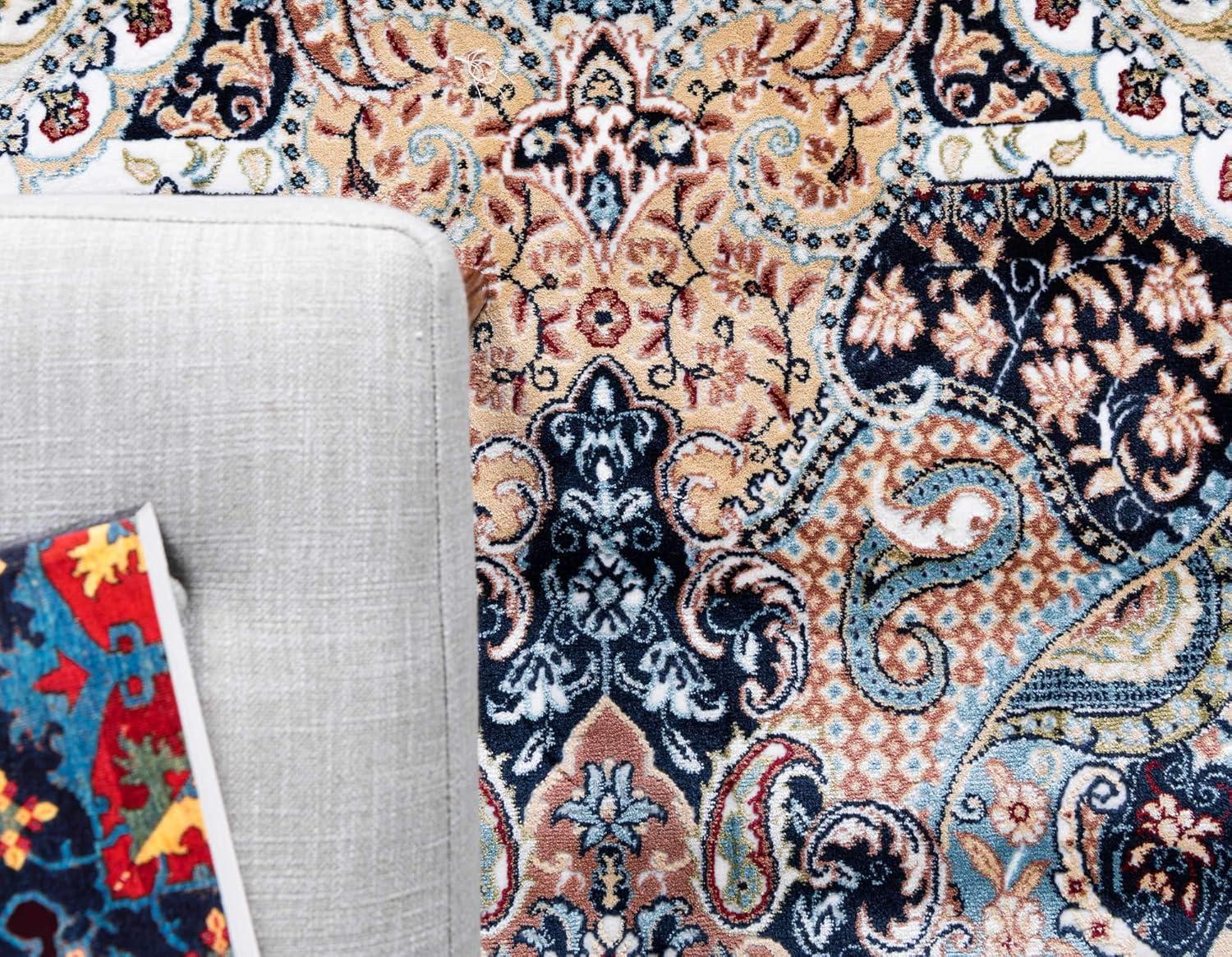 Narenj Collection Area Rug - Glasgow (7 ft. 10 in. x 10 ft. Rectangle Navy Blue/Blue)