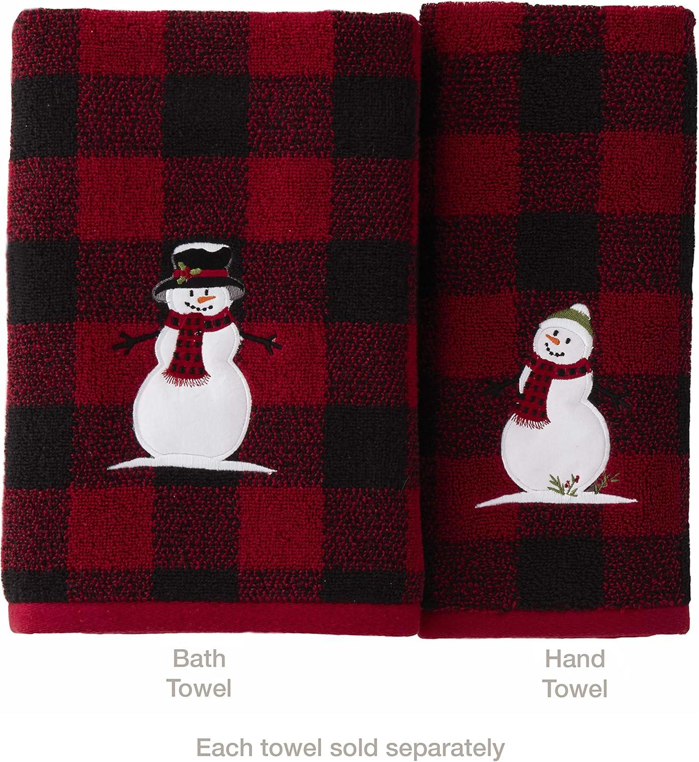 SKL Home 2pc Woodland Winter Hand Towel Set Red : Microfiber, Machine Washable, Non-Slip Backing