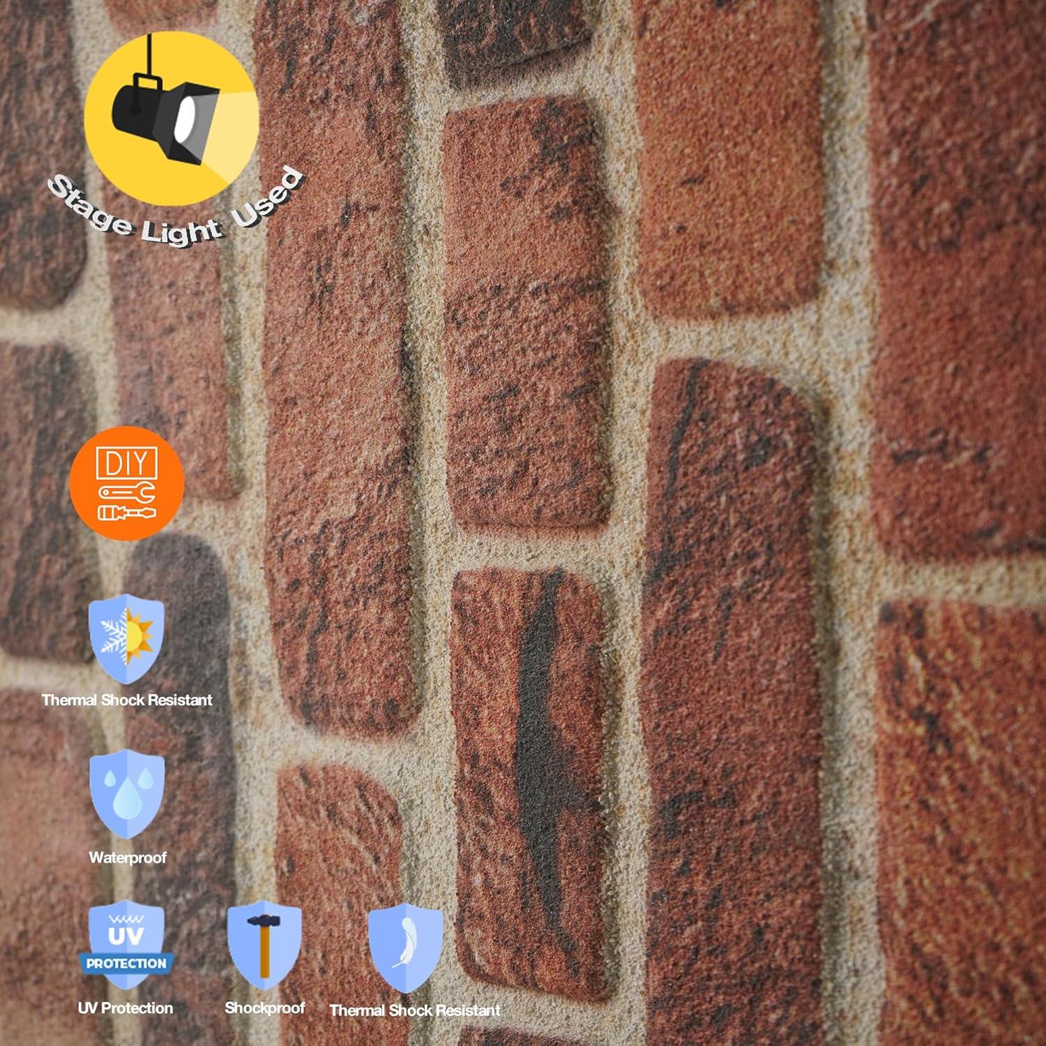 UPP Ultimate Premium Products 3D Brick Effect Wall Panels - Lightweight Styrofoam - Set of 9 Large Panels (20"x40") Covers 48 sq ft - Apply with Wall Adhesive - DIY Home Wall Cladding