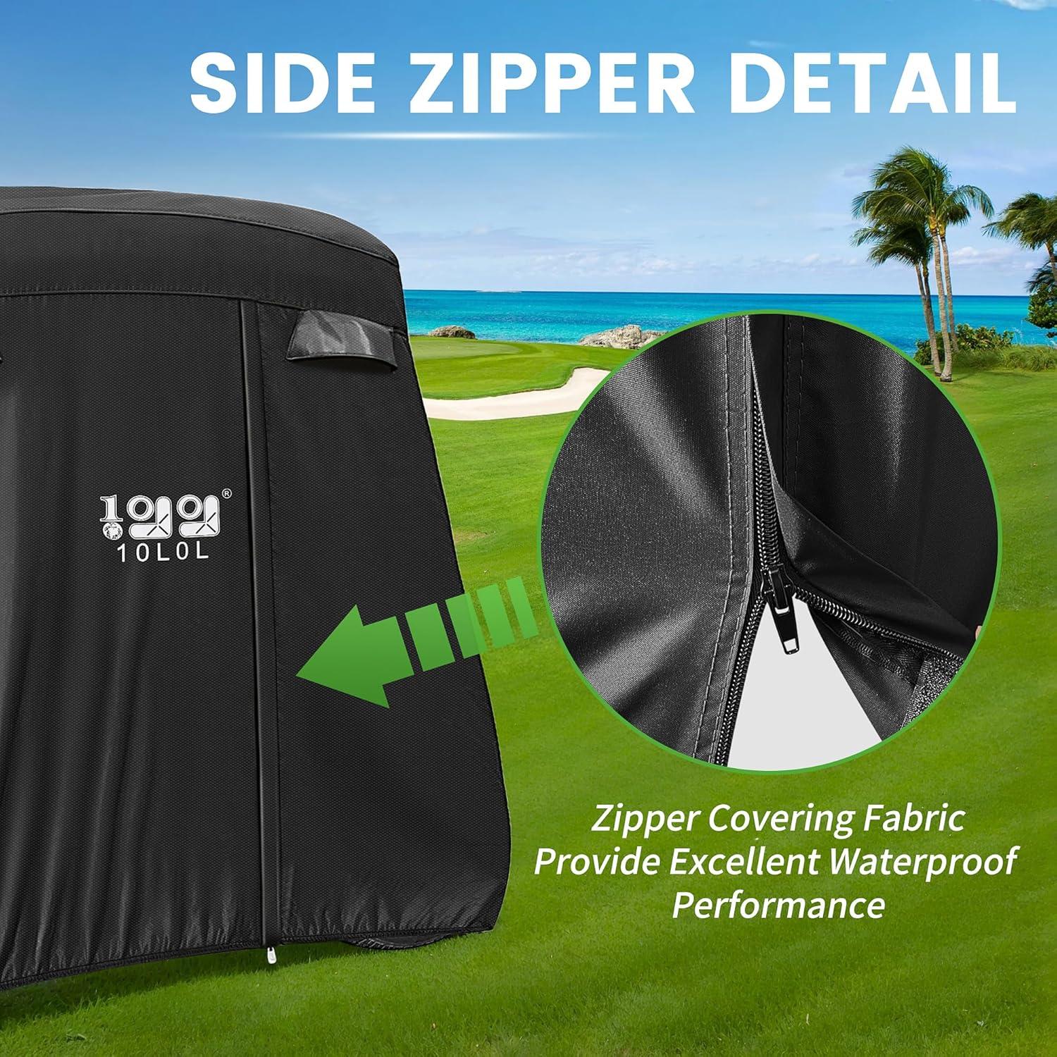10L0L Golf Cart Cover 4 Passenger for Yamaha EZGO Club Car, 420D Waterproof Sunproof Dustproof Enclosure Cover, Black
