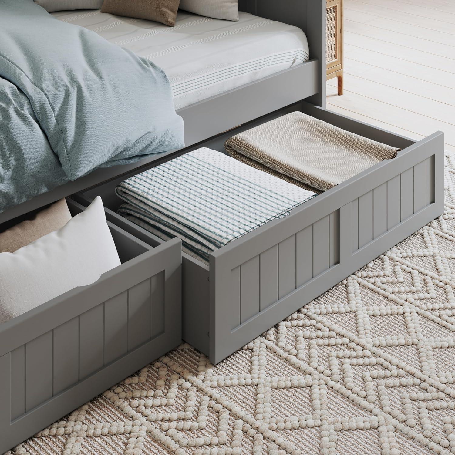 AFI Nantucket Twin Wood Daybed with Set of 2 Drawers in Grey