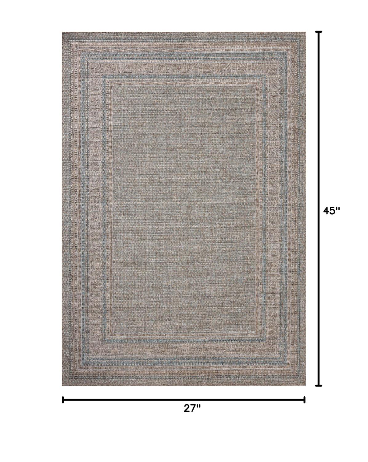 Topanga III Indoor / Outdoor Rug by Amber Lewis x Loloi - Natural and Teal / 2'3" x 3'9"