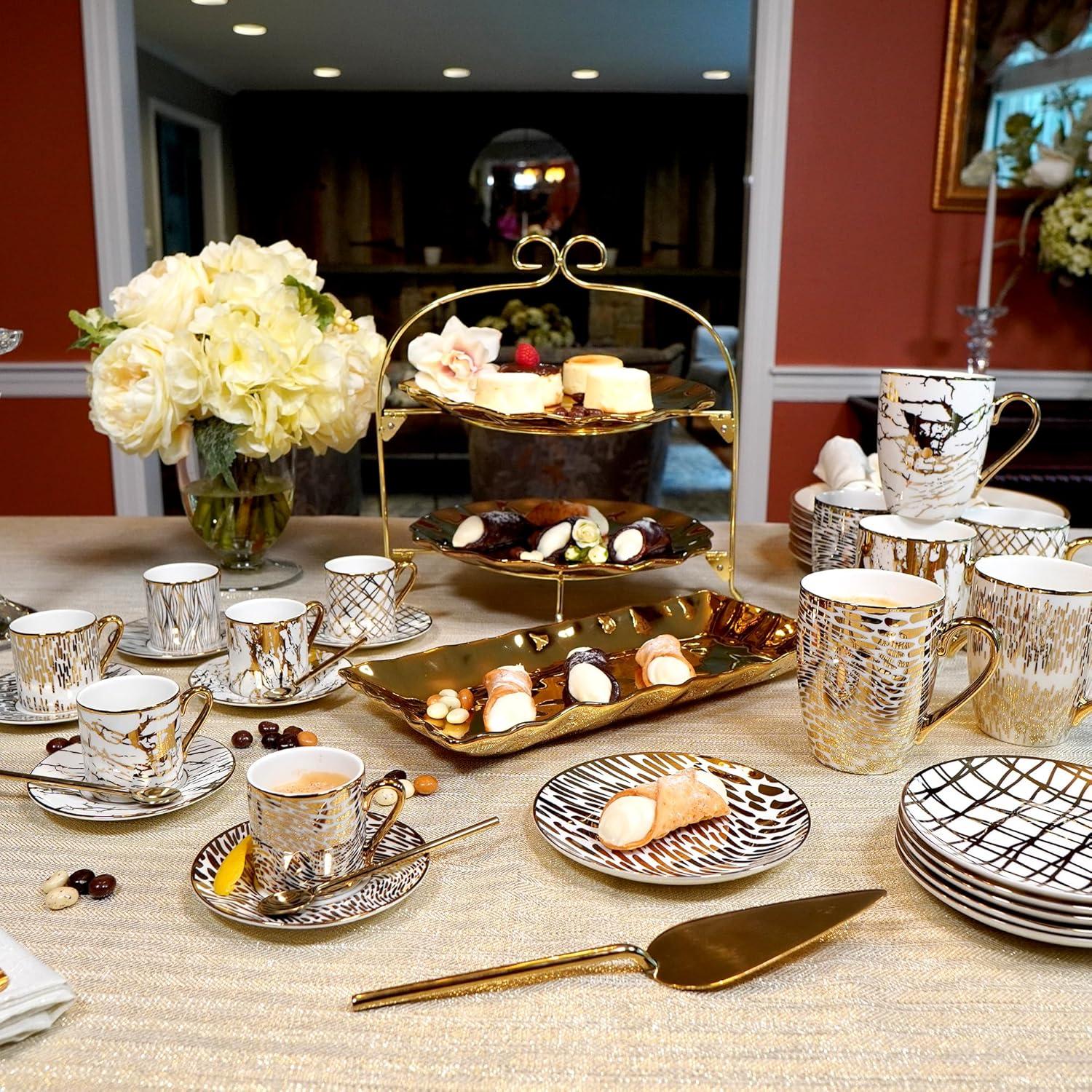 Certified International Set Of 6 Gold Plated Mugs