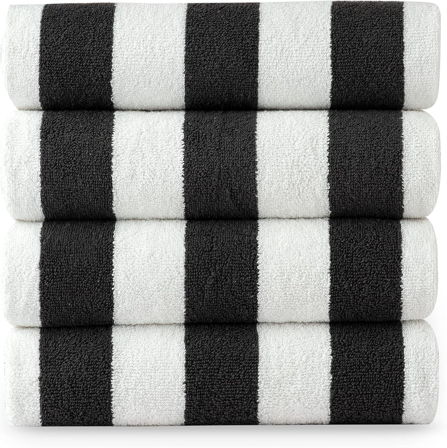 American Soft Linen Beach Towel, 100% Cotton Cabana Striped Beach Towel, 30 in by 60 in Soft Absorbent Beach Pool Towel
, Green