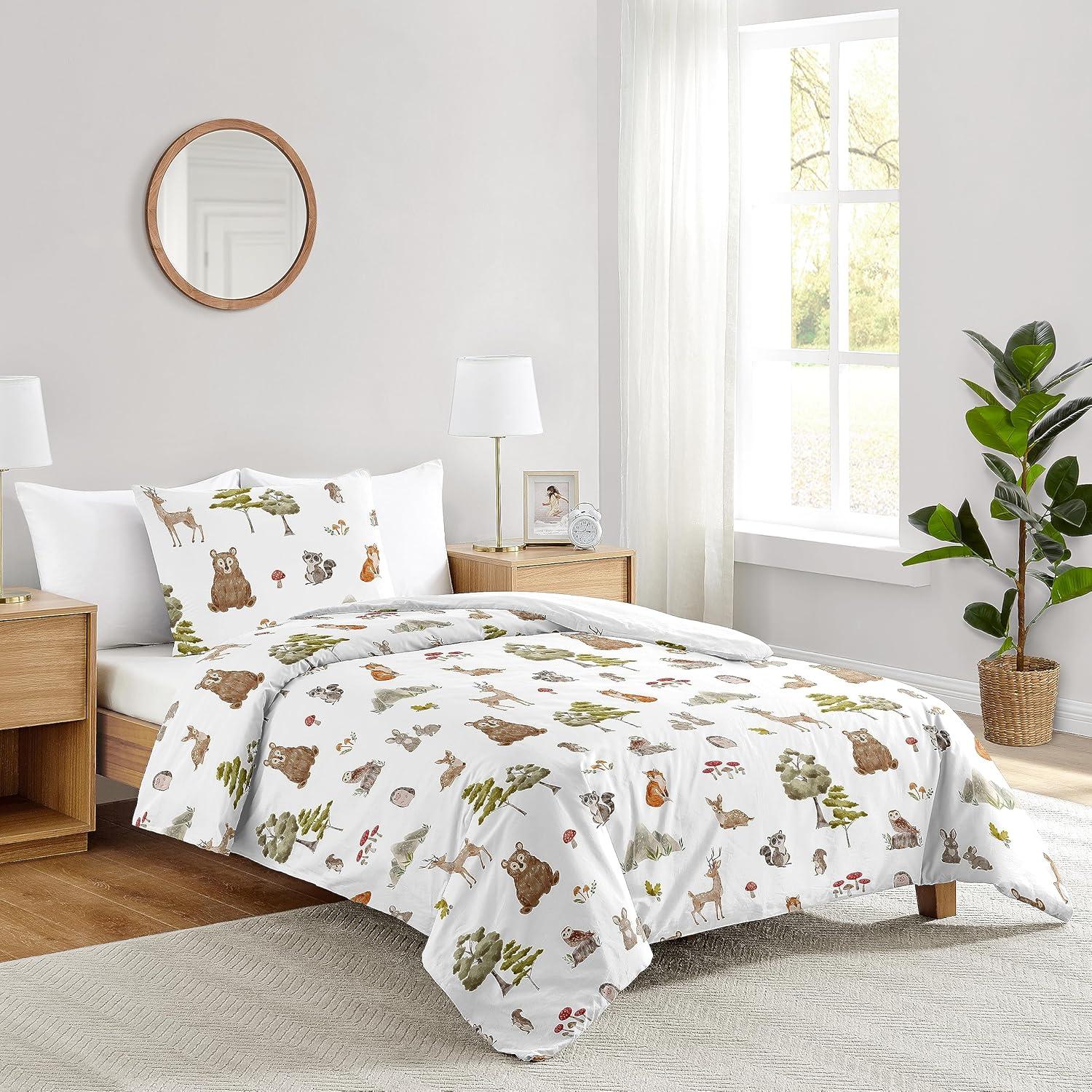 Watercolor Woodland Forest Animals Twin Comforter Set by Sweet Jojo Designs