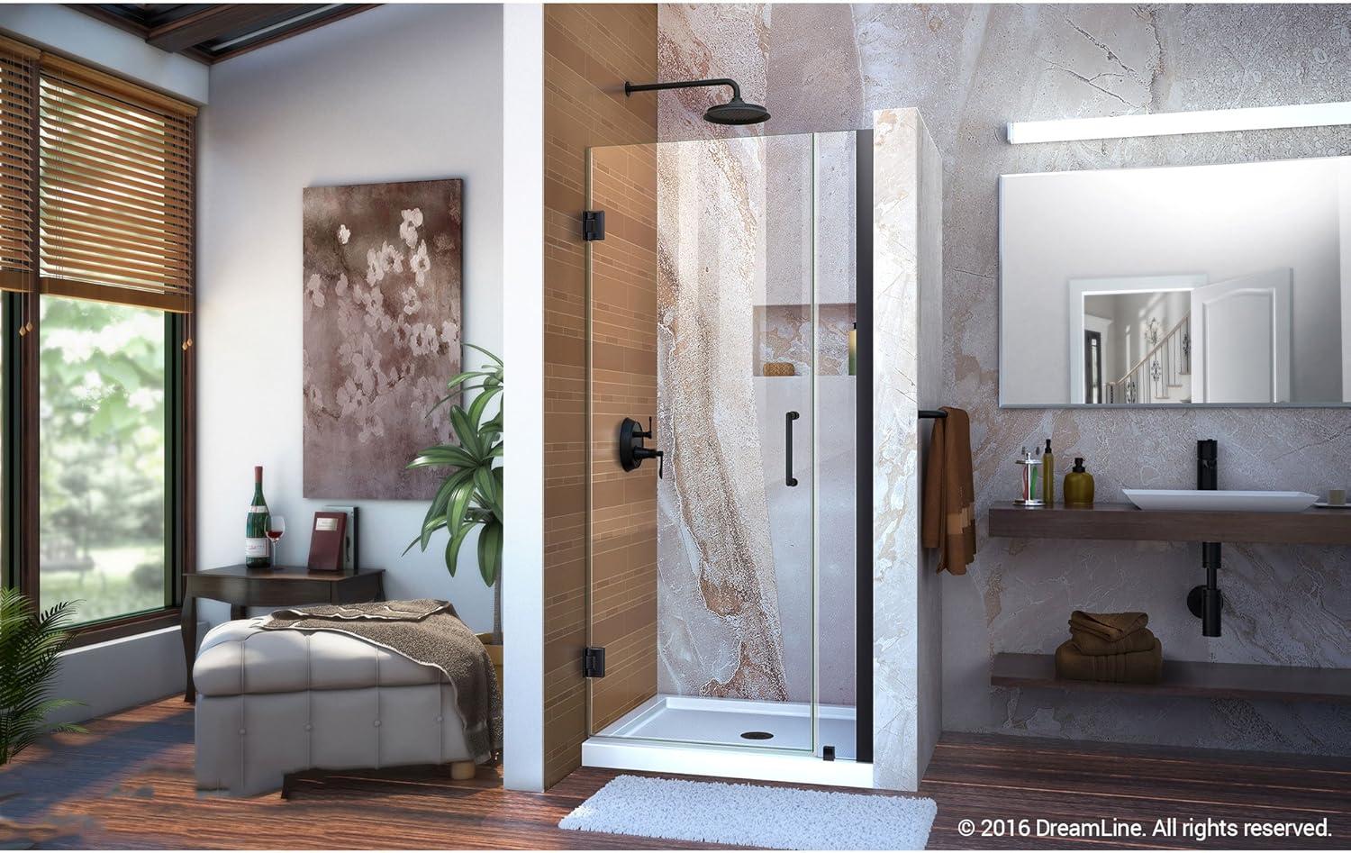 Unidoor 34" W x 72" H Hinged Frameless Shower Door with Clearmax™ Technology