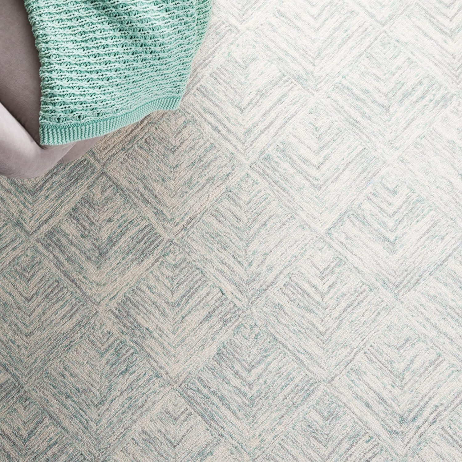 Abstract ABT428 Handmade Indoor Accent Rug - Grey/Turquoise - 3'x5' - Safavieh