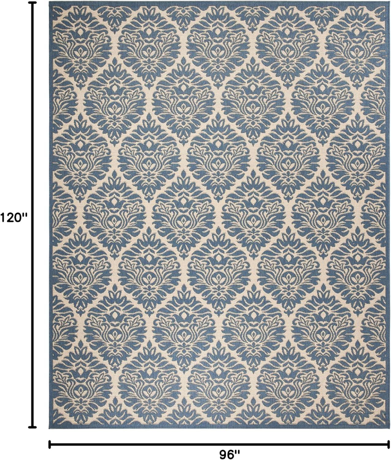 Beach House BHS135 Power Loomed Indoor/Outdoor Area Rug - Cream/Blue - 8'x10' - Safavieh