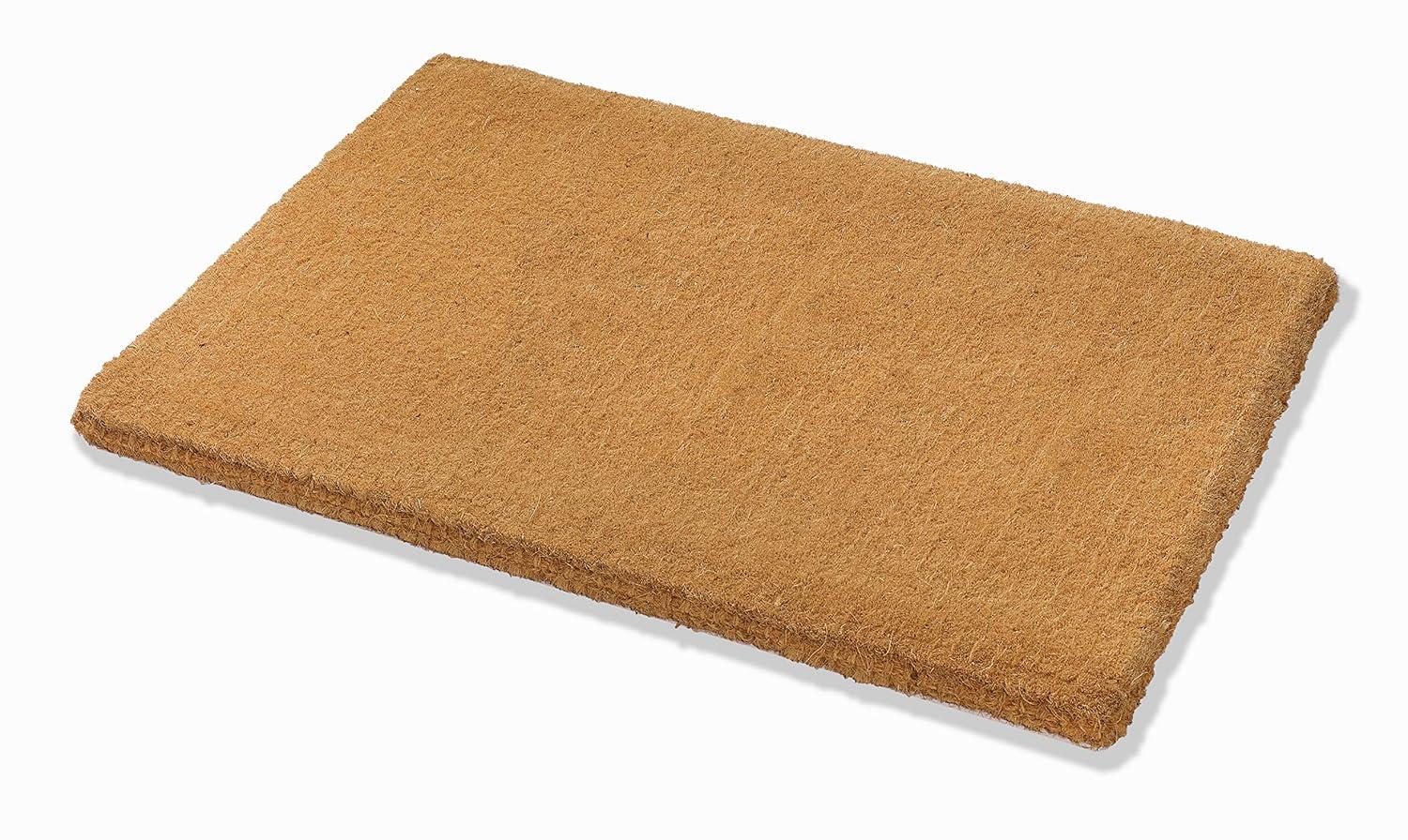 FH Home Floral Extra Thick Doormat - Handwoven, Durable - Natural Coir - Entryway, Front Door, Porch, Patio - Minimalist Natural (24" x 36" Thick)