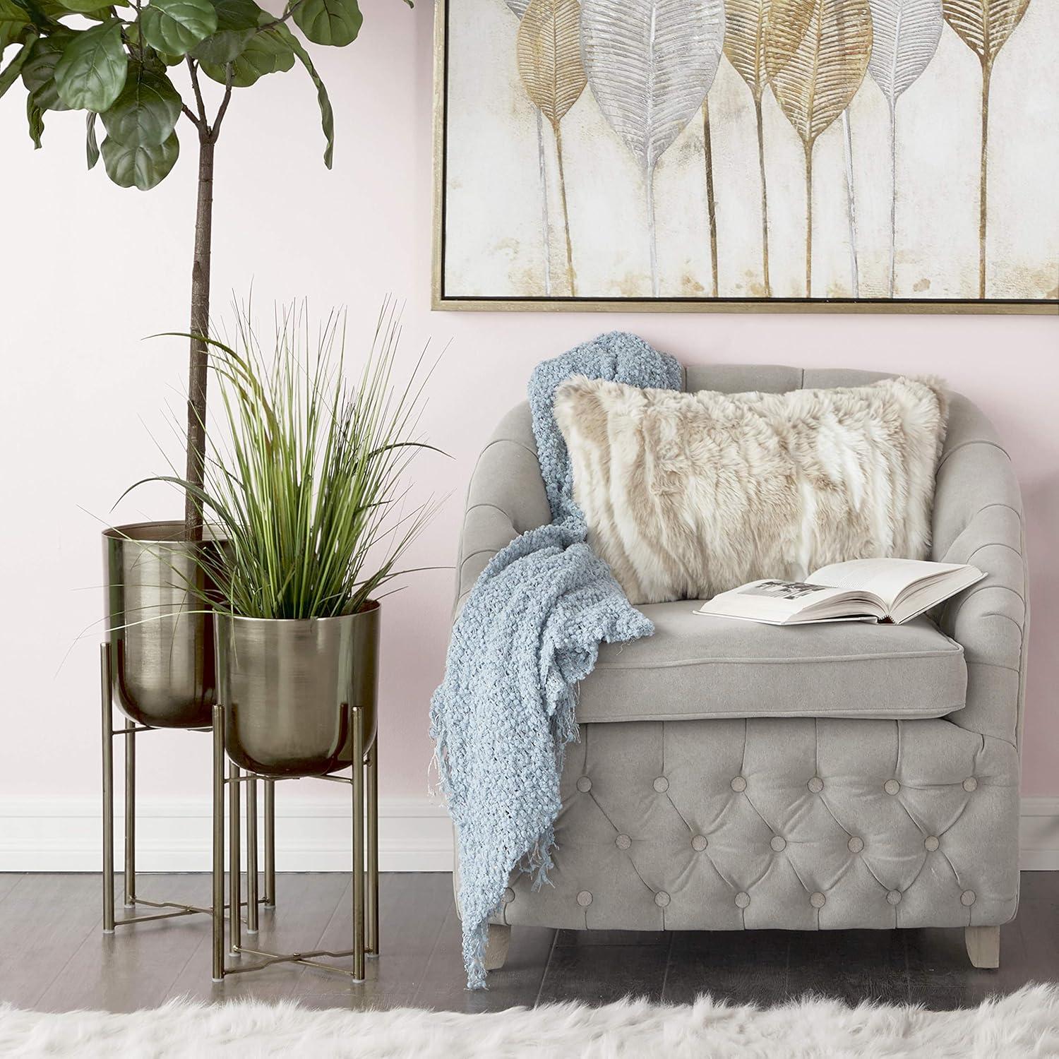 CosmoLiving by Cosmopolitan 2 - Piece Metal Dome Indoor Outdoor Planter with Removable Stand Set