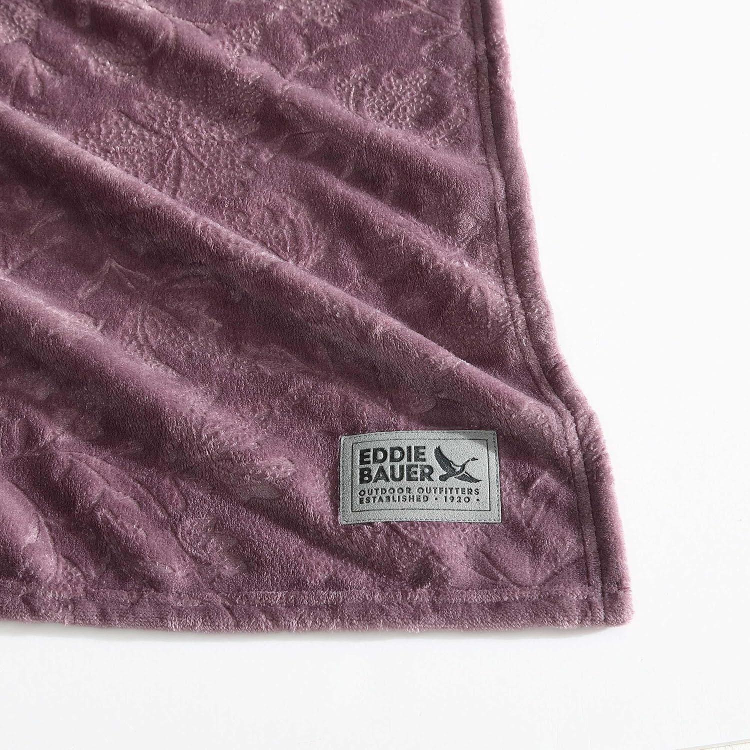 Eddie Bauer Eddie Bauer Woodblock Floral Embossed Signature Plush Throw Blanket