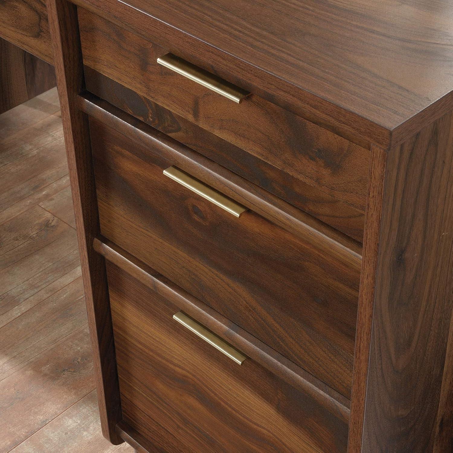 Grand Walnut Executive Desk with Keyboard Tray and Filing Cabinet