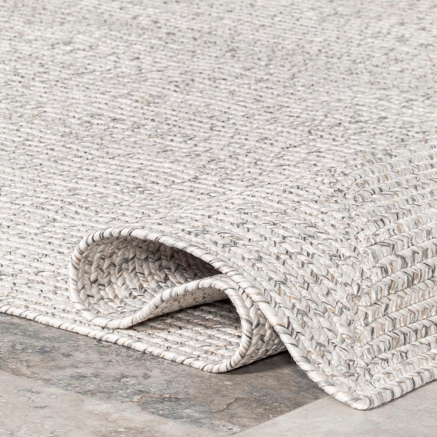 Ivory Braided Synthetic 31" Indoor/Outdoor Easy Care Runner Rug