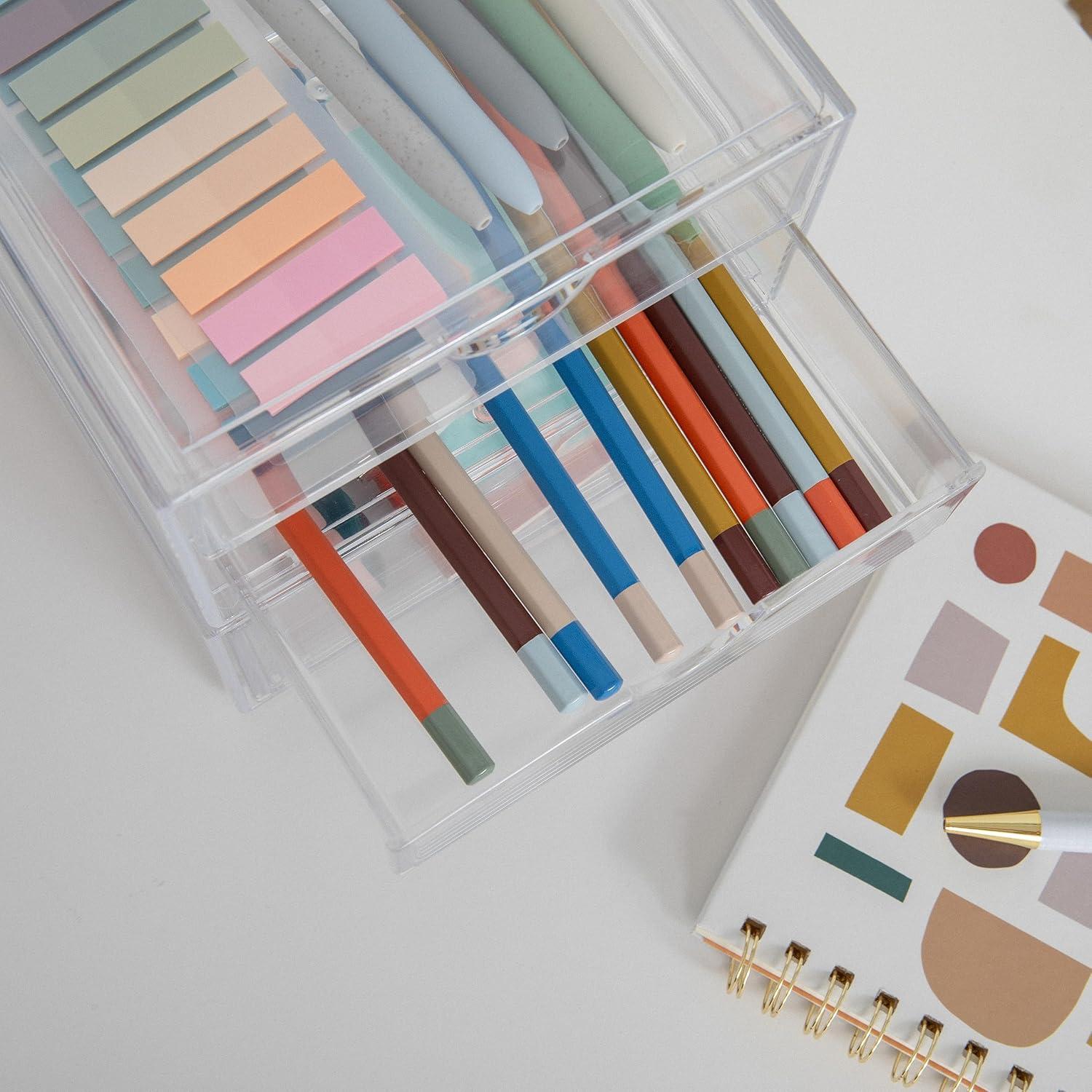 Martha Stewart Thomas Martha Stewart Stackable Plastic Office Desktop Organizer Boxes - Single Drawer and 2 Drawers