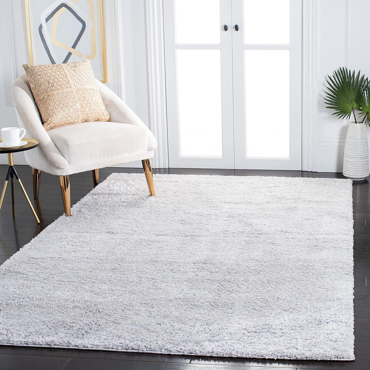 August Shag 500 AUG511 Power Loomed Indoor Area Rug - Light Grey - 5'3"x7'7" - Safavieh