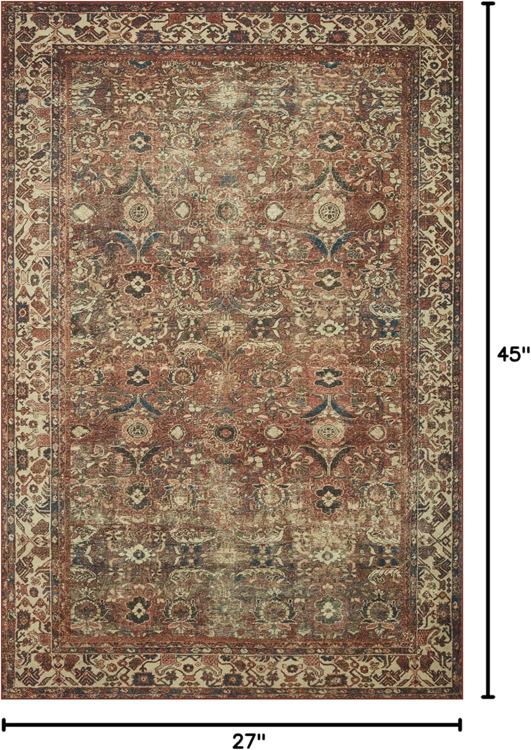 Magnolia Home By Joanna Gaines X Loloi Banks Machine Washable Brick / Ivory Area Rug