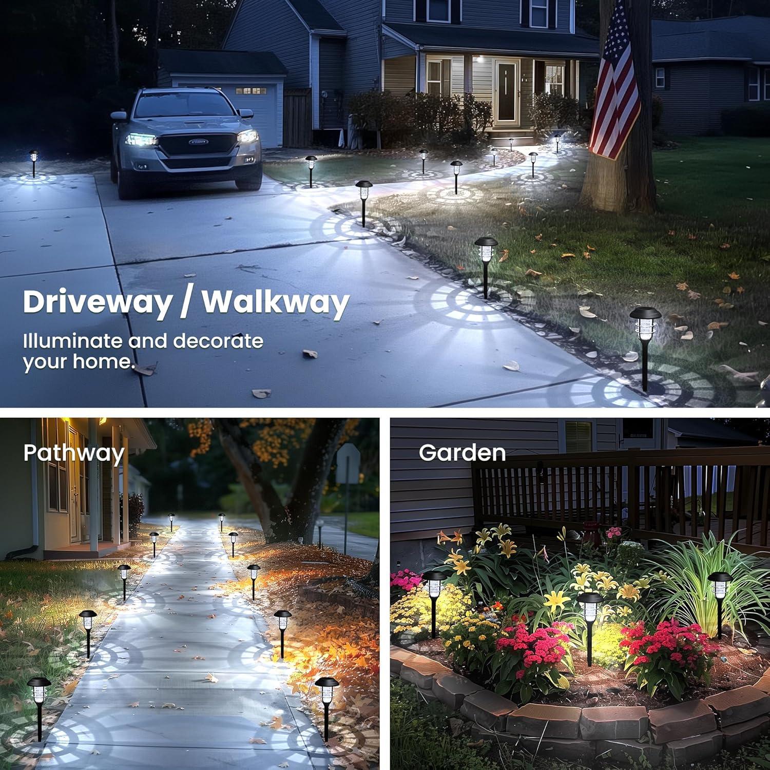 Solar Powered Black LED Pathway Lights Multipack