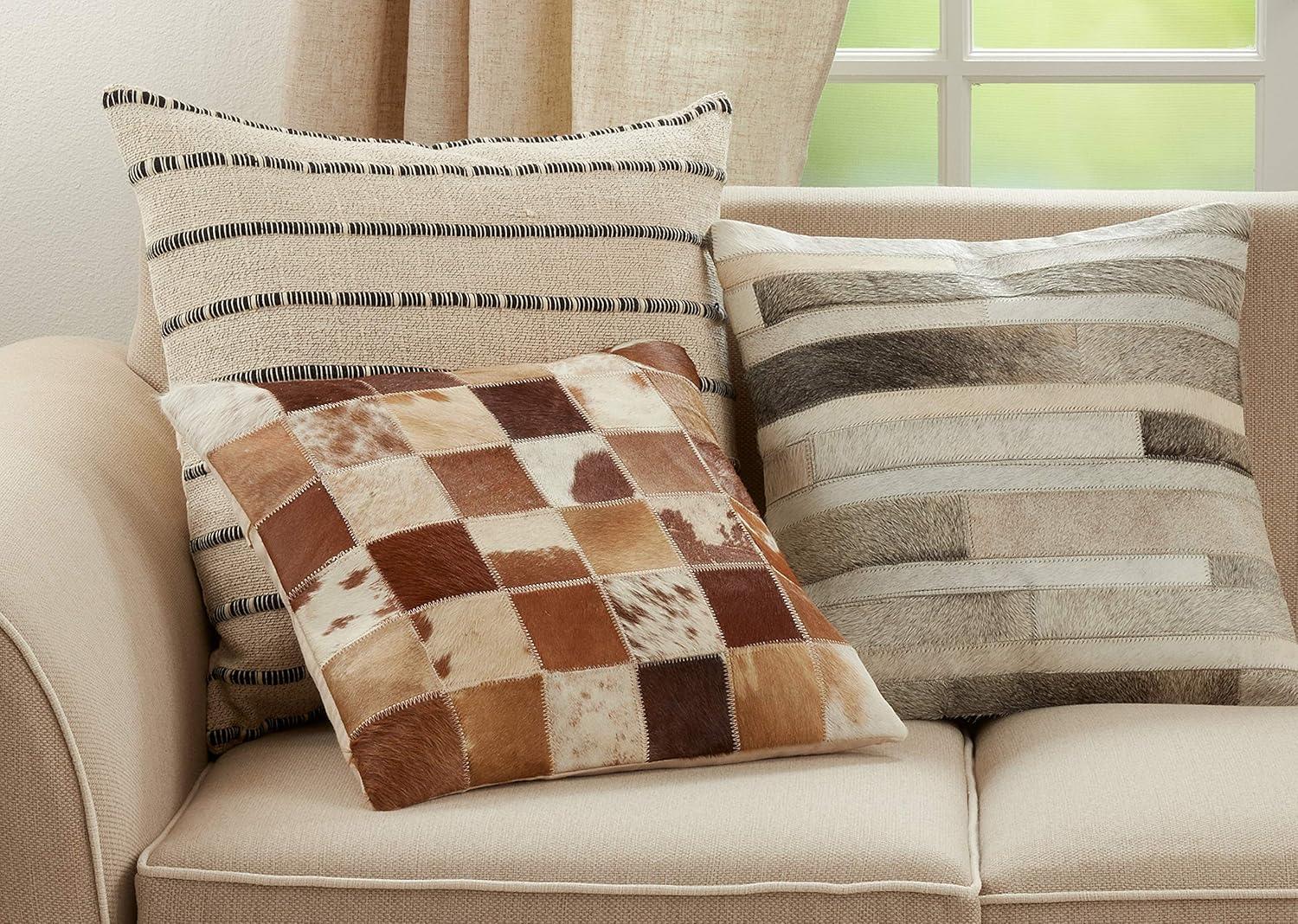 Saro Coralee Collection Striped Cotton Throw Pillow