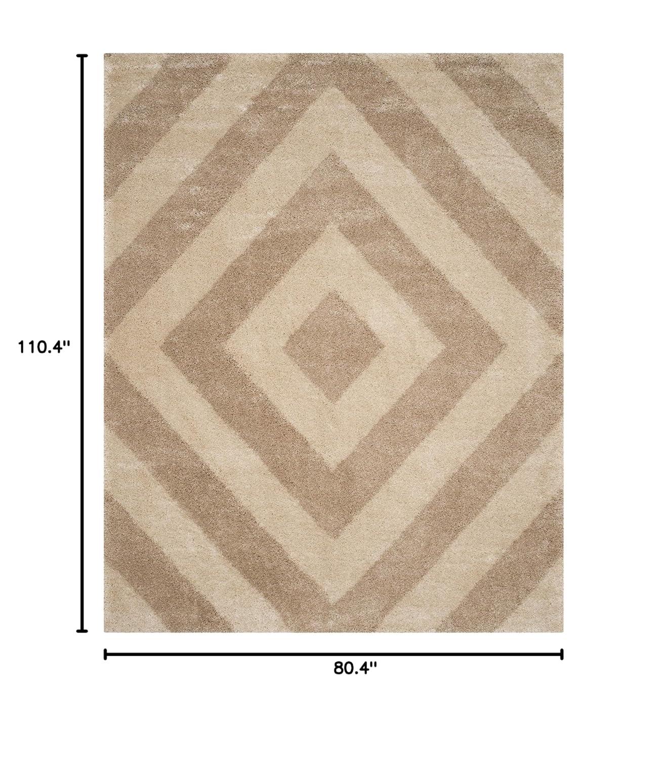 Safavieh Portofino Shag Melina Alfombra Moderna de 2 Pulgadas de Grosor Marfil/beige 6'7" x 9'2" 6' x 9', 7' x 9' Sala de Estar Interior, Dormitorio, Comedor Beige