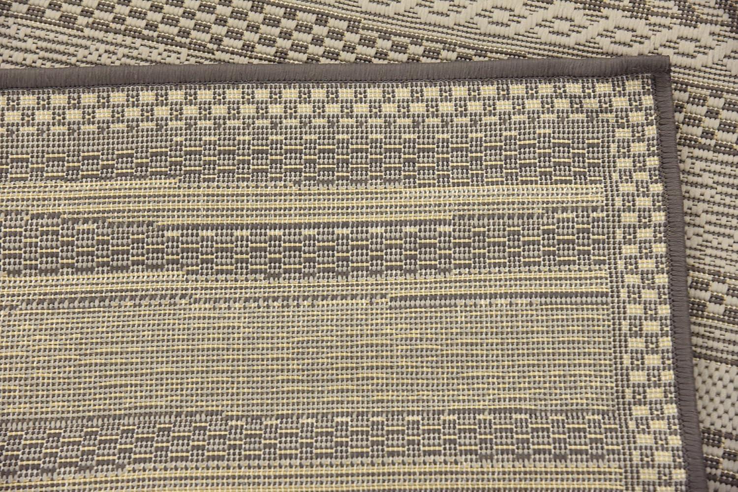 Unique Loom Outdoor Border Collection Area Rug - Lines (3' 3" x 5' 1" Rectangle Gray/Silver)