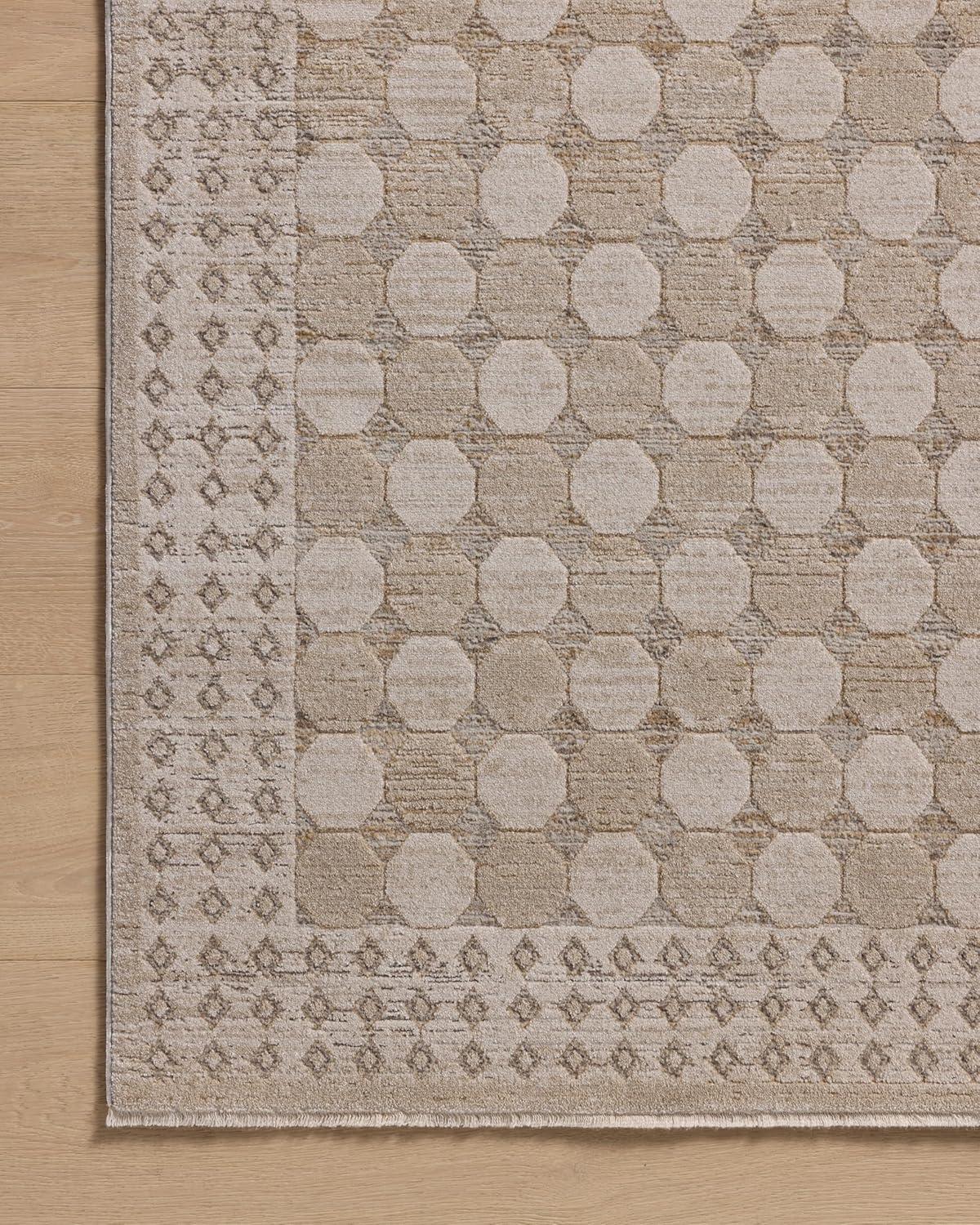 Taupe and Natural Geometric Low Pile Area Rug