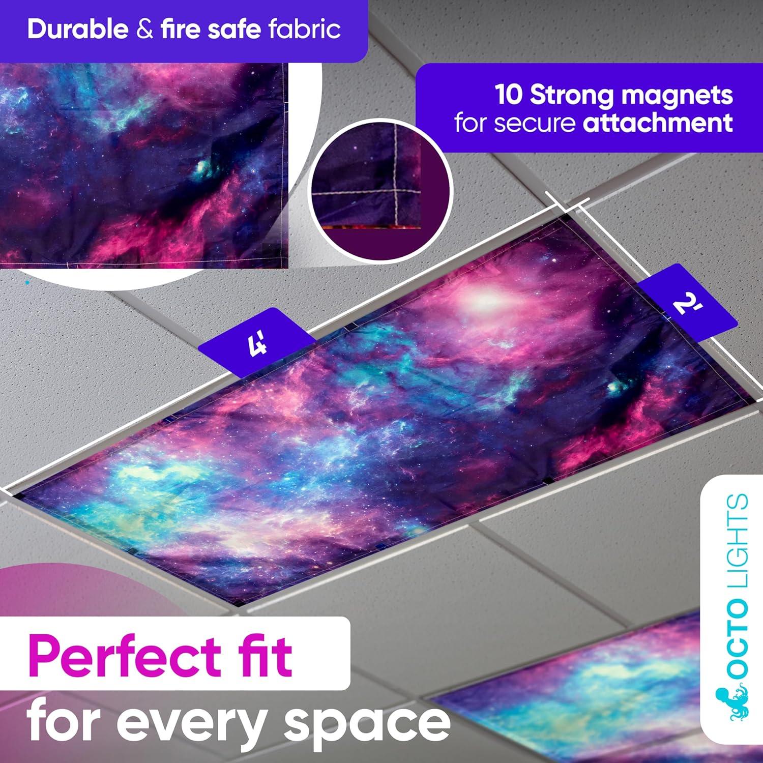 Octo Lights Fluorescent Light Covers For Ceiling Lights - Magnetic Classroom Light Filters - Astronomy