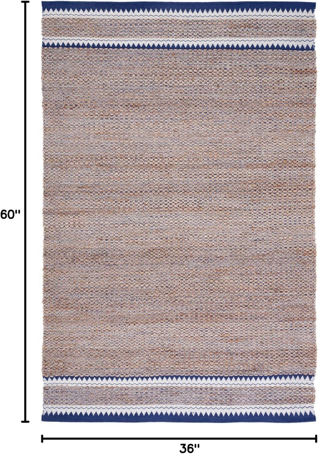 Natural Fiber NF874 Hand Woven Indoor Accent Rug - Natural/Navy - 3'x5' - Safavieh
