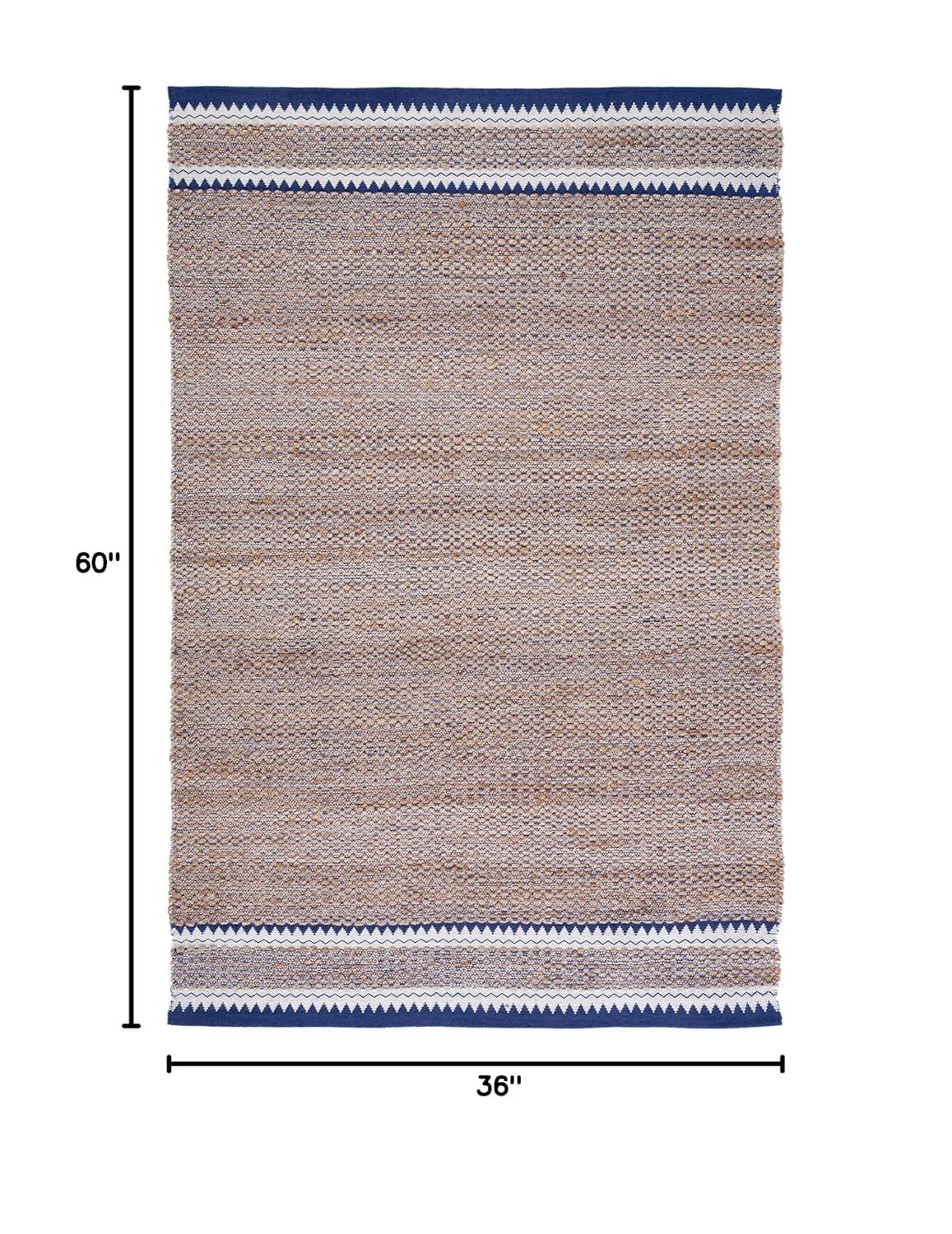 Natural Fiber NF874 Hand Woven Indoor Accent Rug - Natural/Navy - 3'x5' - Safavieh