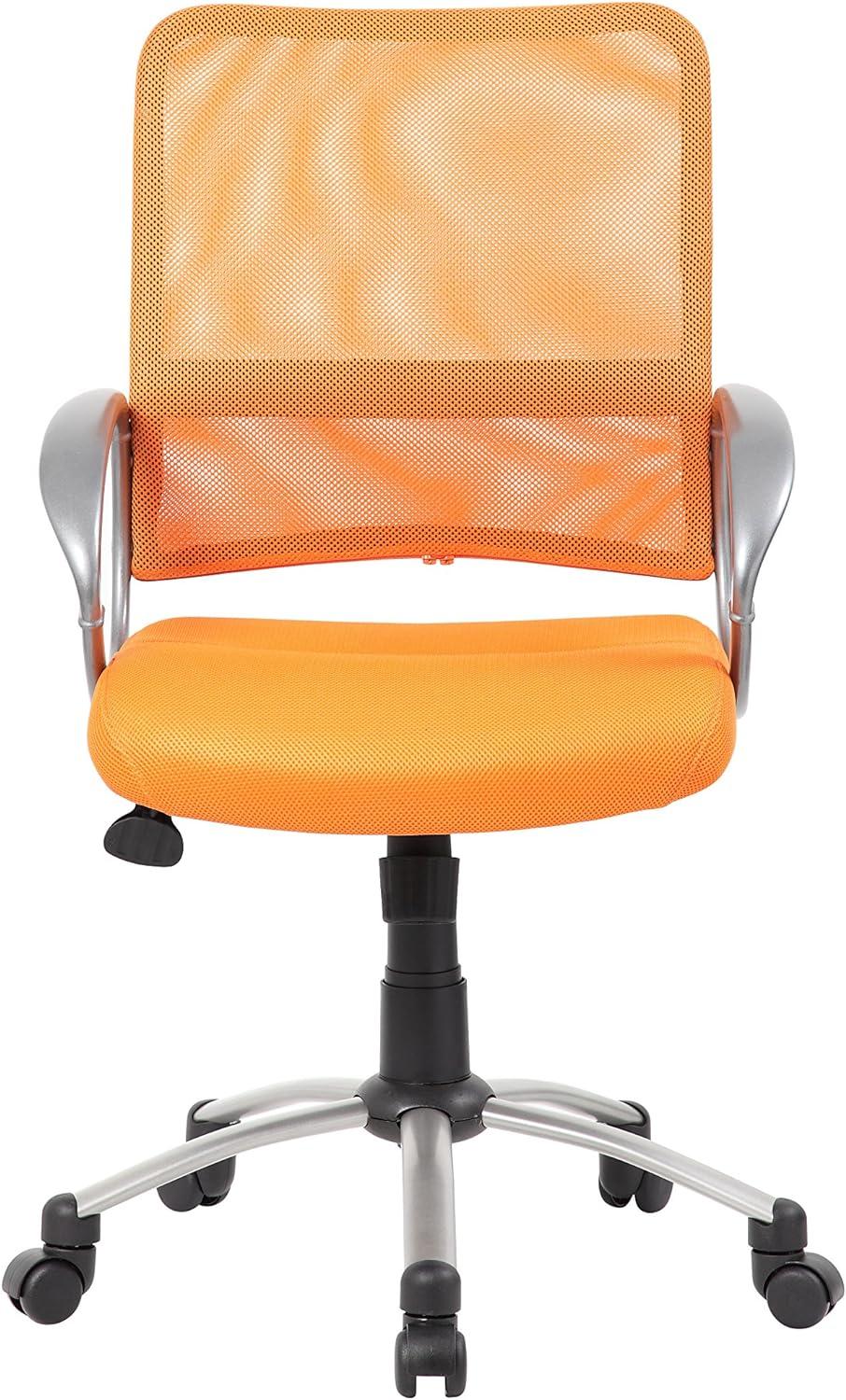 Ergonomic Orange Mesh Task Chair with Pewter Metal Base