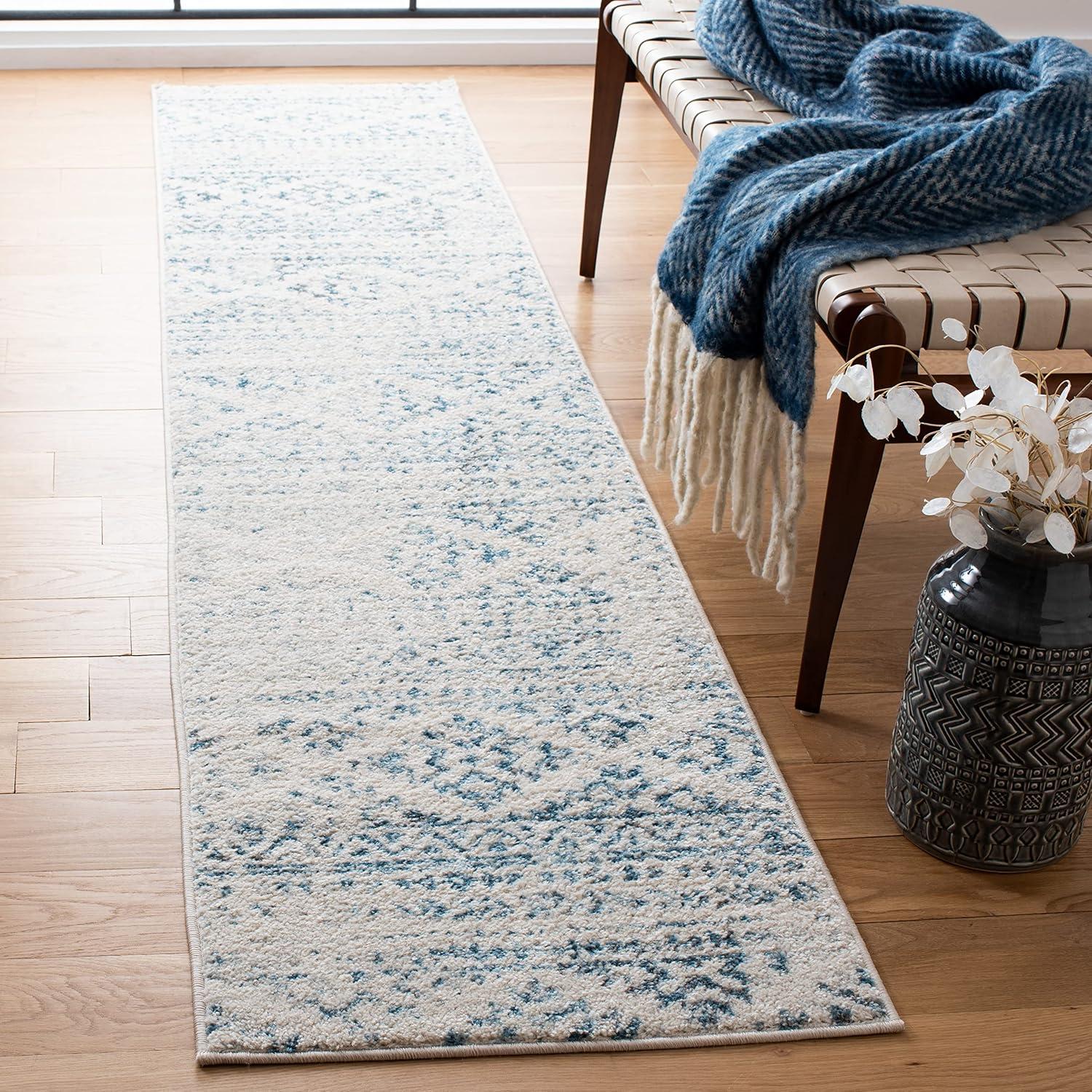 Tulum TUL272 Power Loomed Runner Rug - Ivory/Turquoise - 2'x8' - Safavieh.